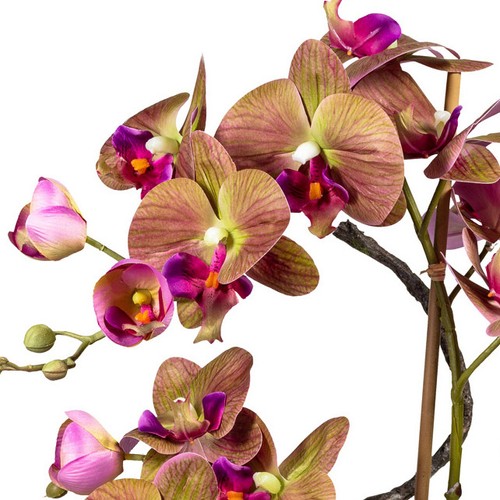 Kopu® Kunstbloem Orchidee 70 cm Paars in bruine Vaas - Phalenopsis