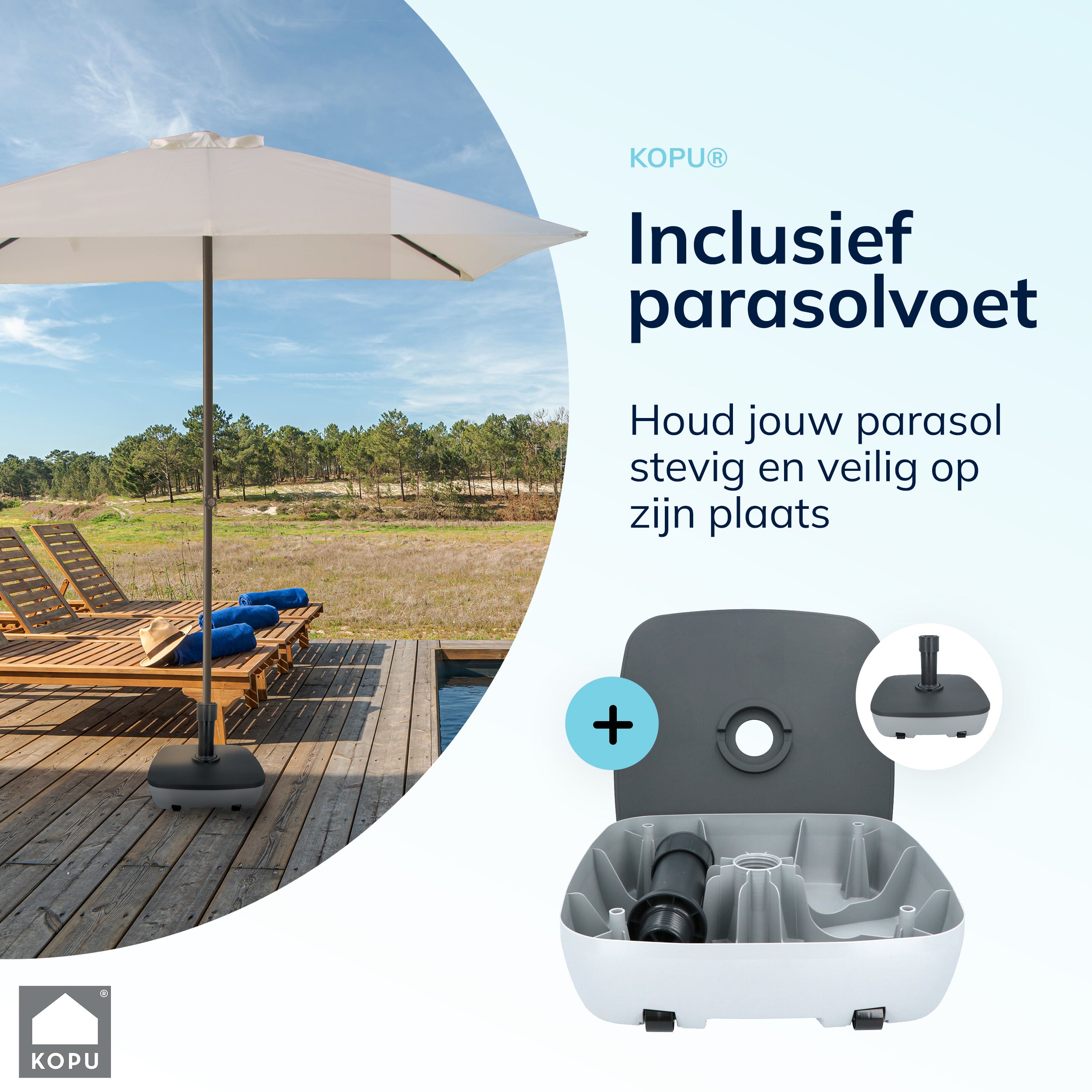 Kopu® Leon Parasol Rechthoek 150x250 cm - Balkonparasol met Hoes - Creme