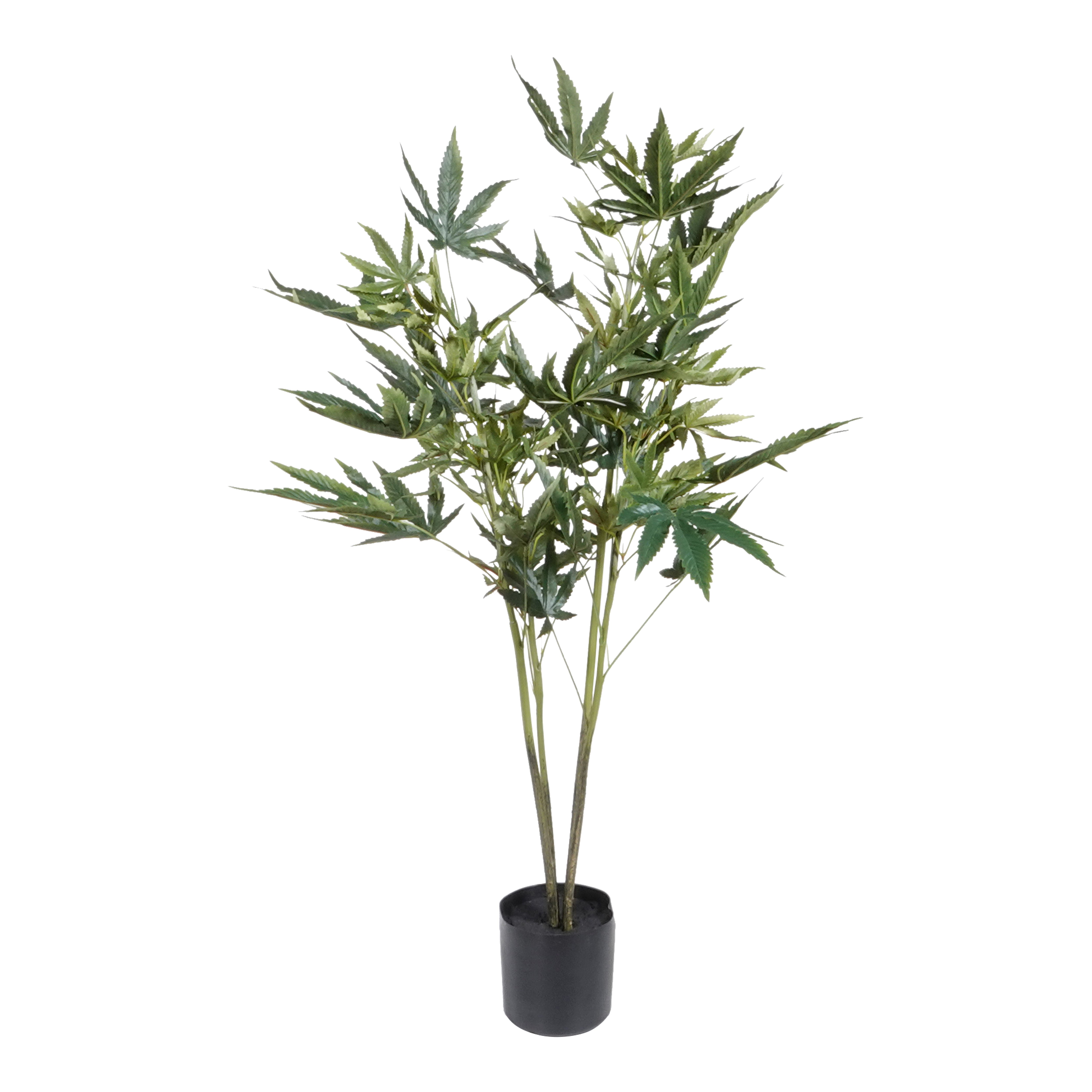 Kopu® Kunstpflanze Hanf 90 cm mit schwarzem Topf – 73 Blätter