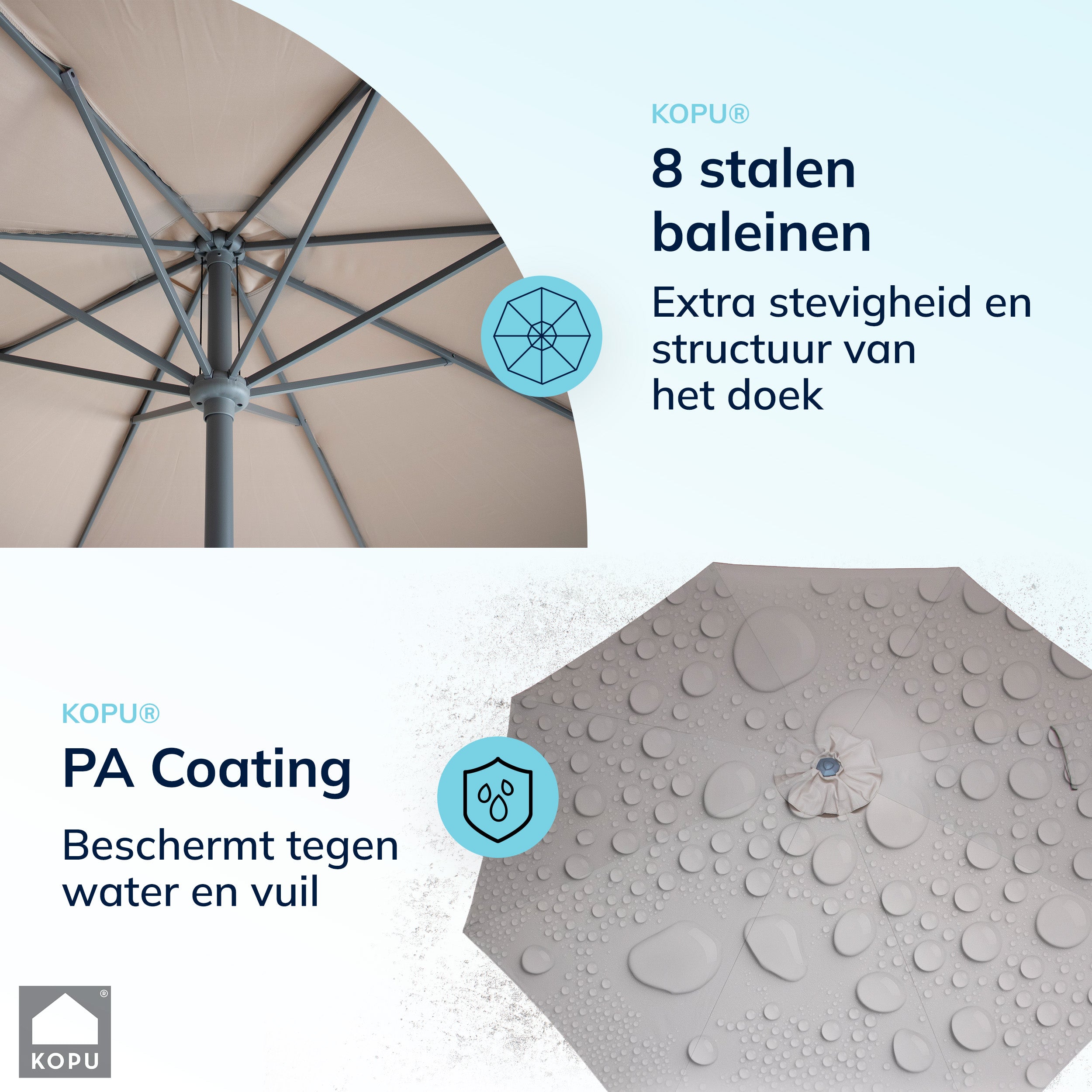 Kopu® Valencia Parasol Rond 300 cm met Beschermhoes - Taupe