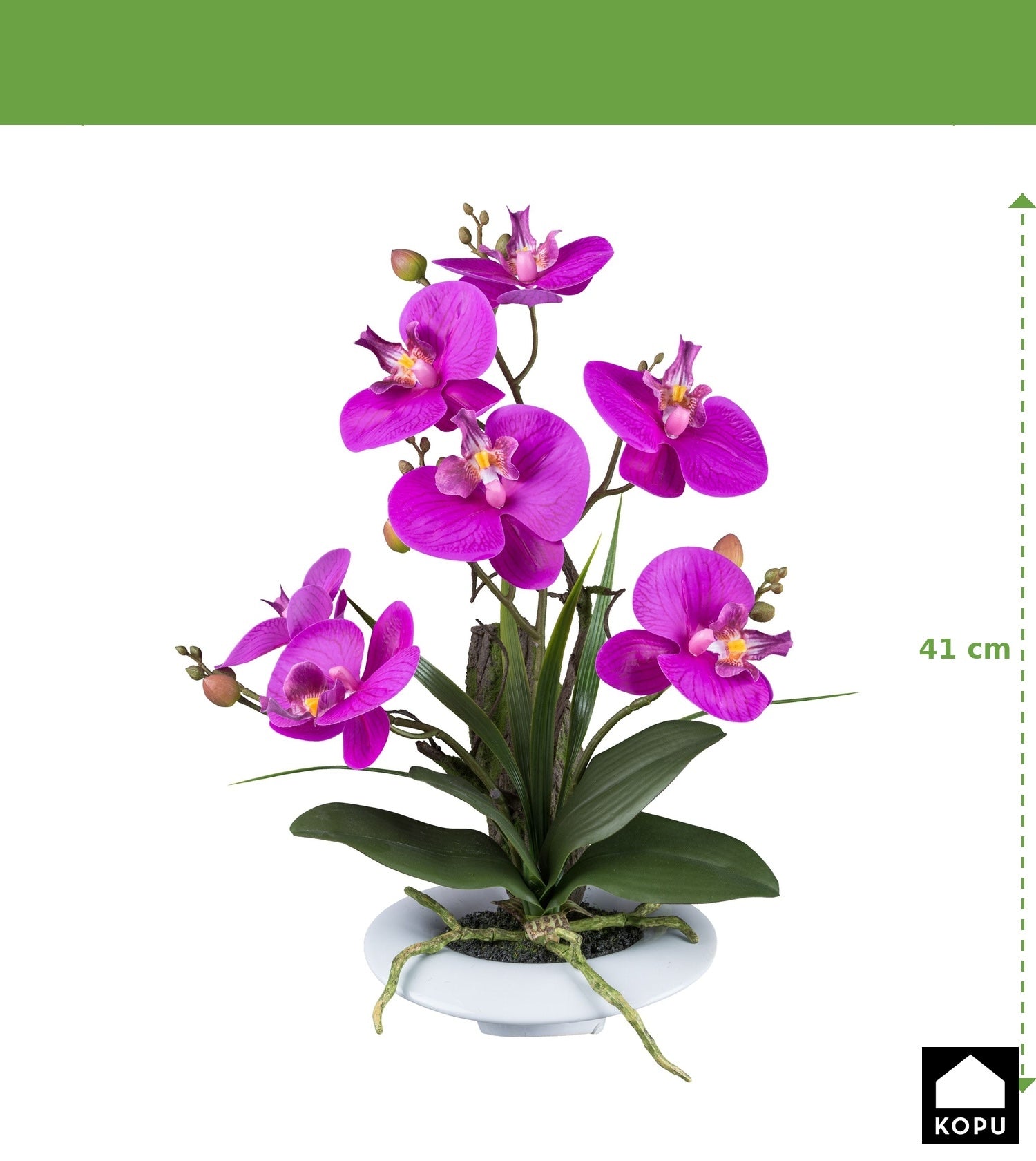 Kopu® Kunstbloem Orchidee 41 cm Paars met Bloemschaal - Phalaenopsis