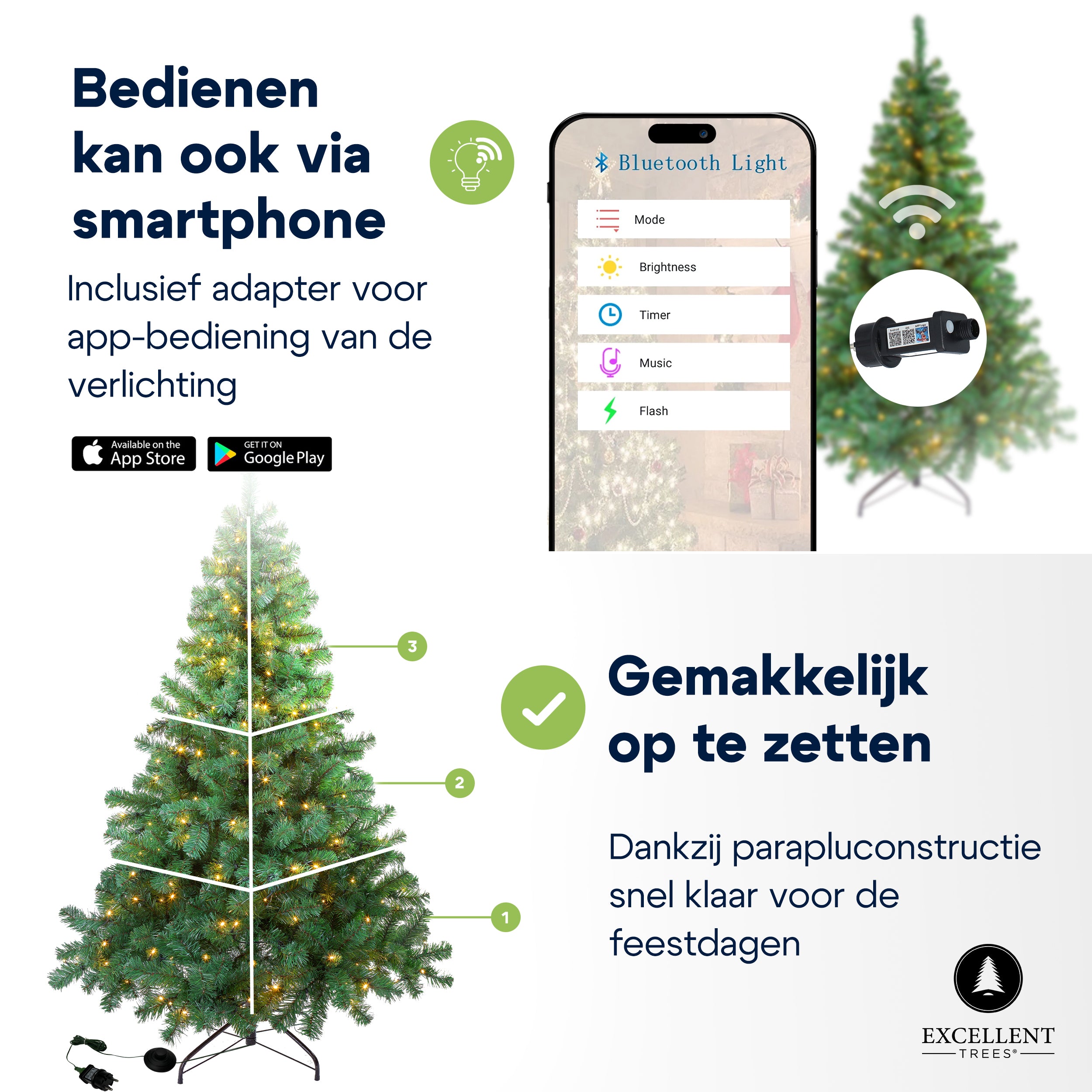 Kunst-Kerstboom Excellent Trees® LED Stavanger Green 120 cm met verlichting