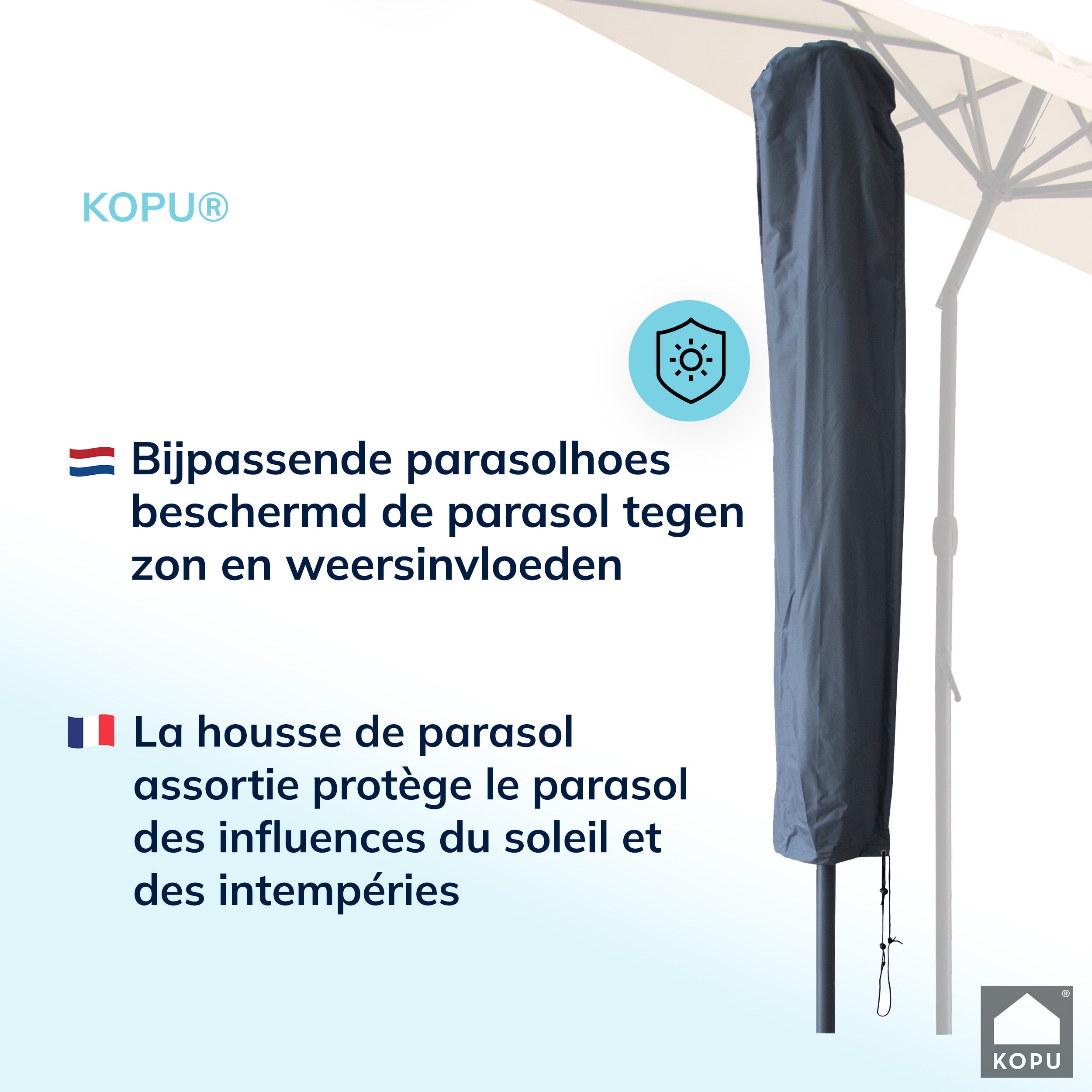 Kopu® Valencia Parasol Rond 300 cm met Beschermhoes - Creme