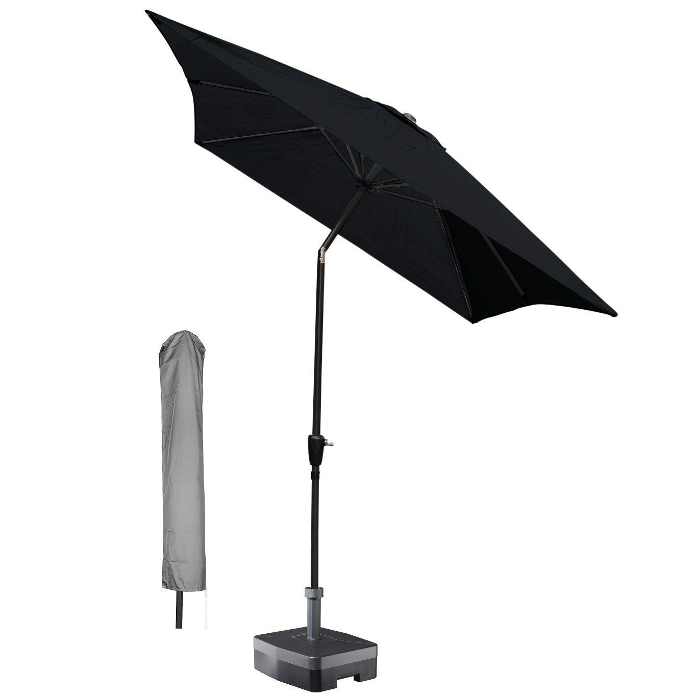 Kopu® rechteckiger Sonnenschirm Bilbao 150x250 cm mit Bezug - Schwarz