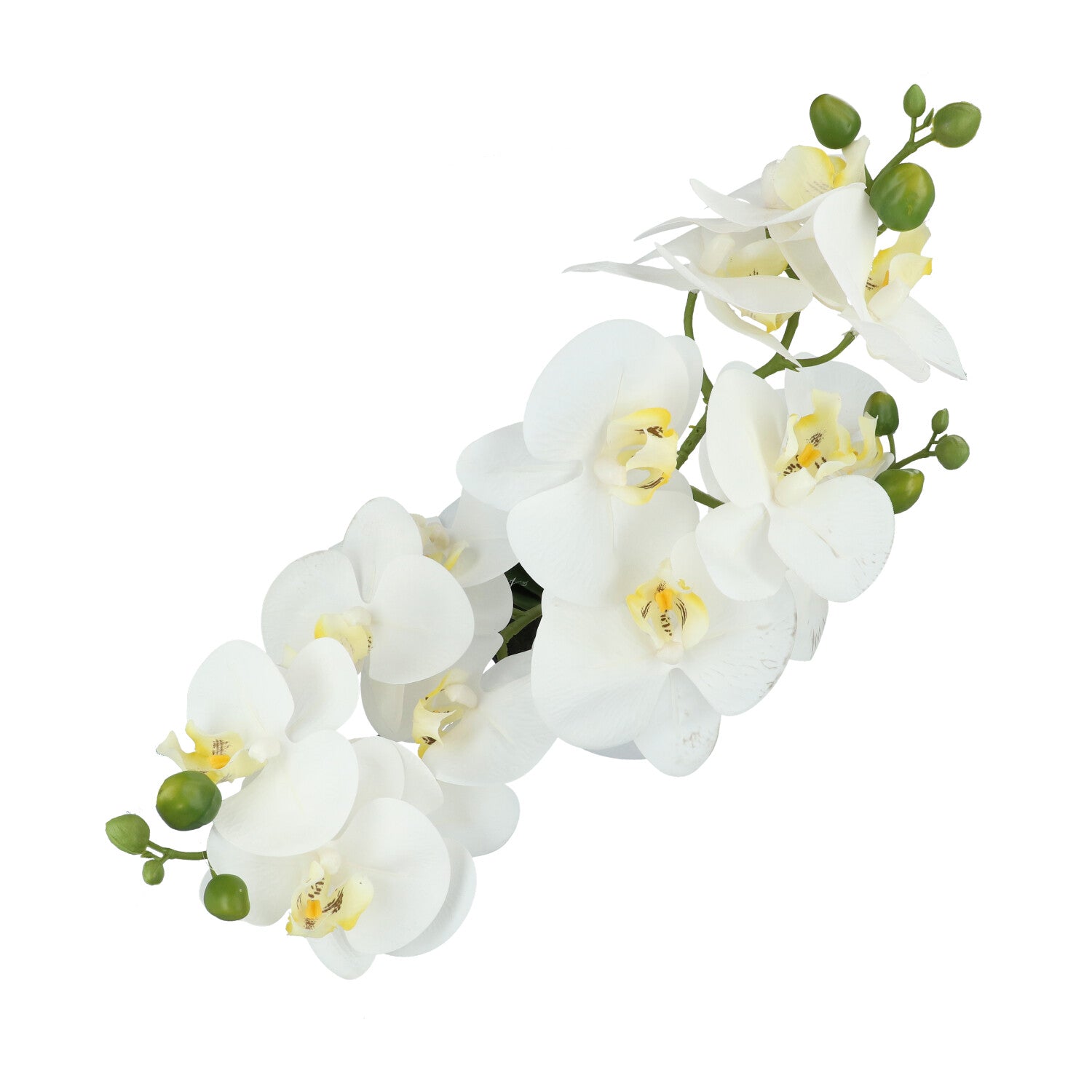 Kopu® Kunstbloem Orchidee 69 cm Wit met zwarte Pot - Phalenopsis