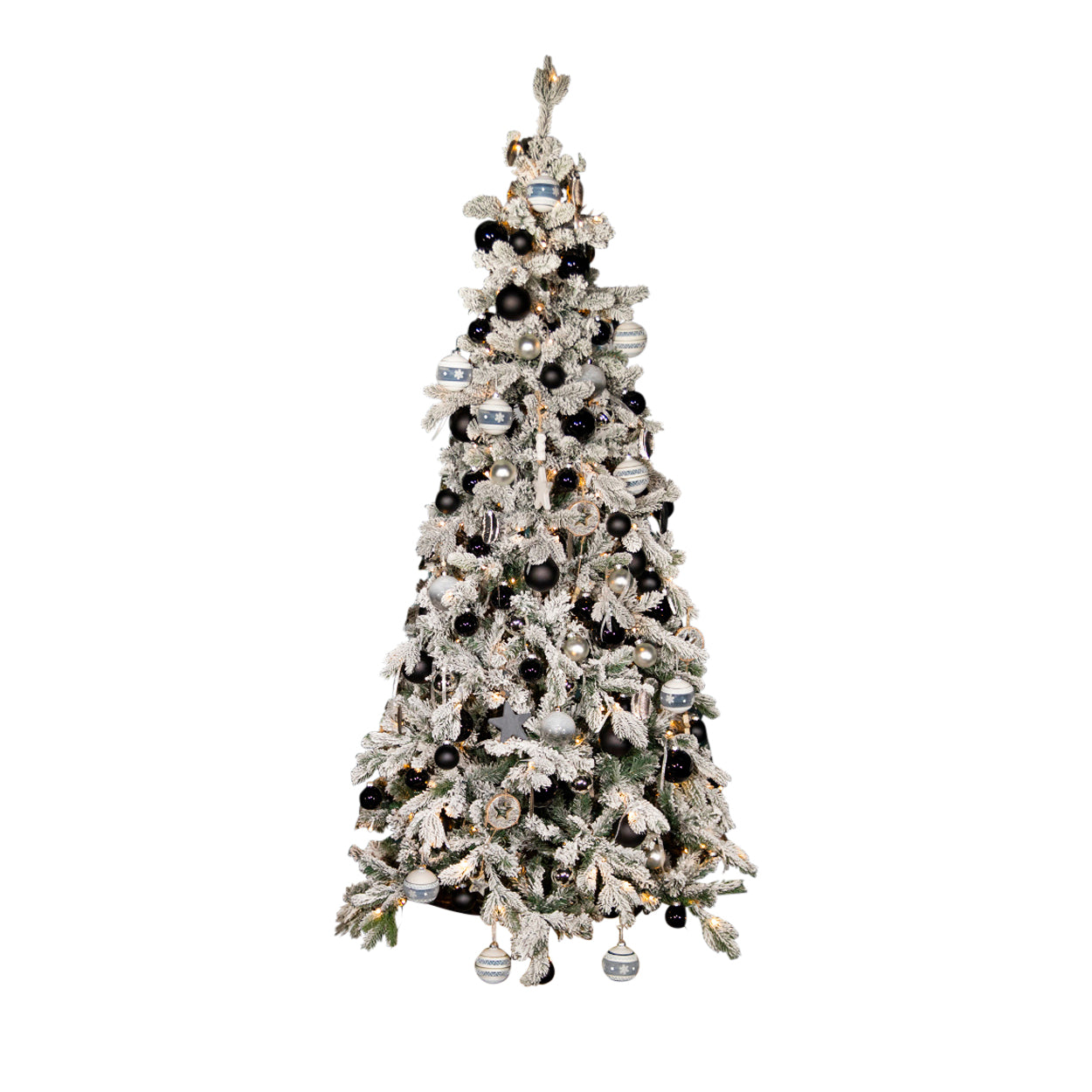 Excellent Trees® LED Varberg Smalle Witte Kerstboom met Sneeuw en Verlichting 150 cm -  ⌀86cm - ↕150cm