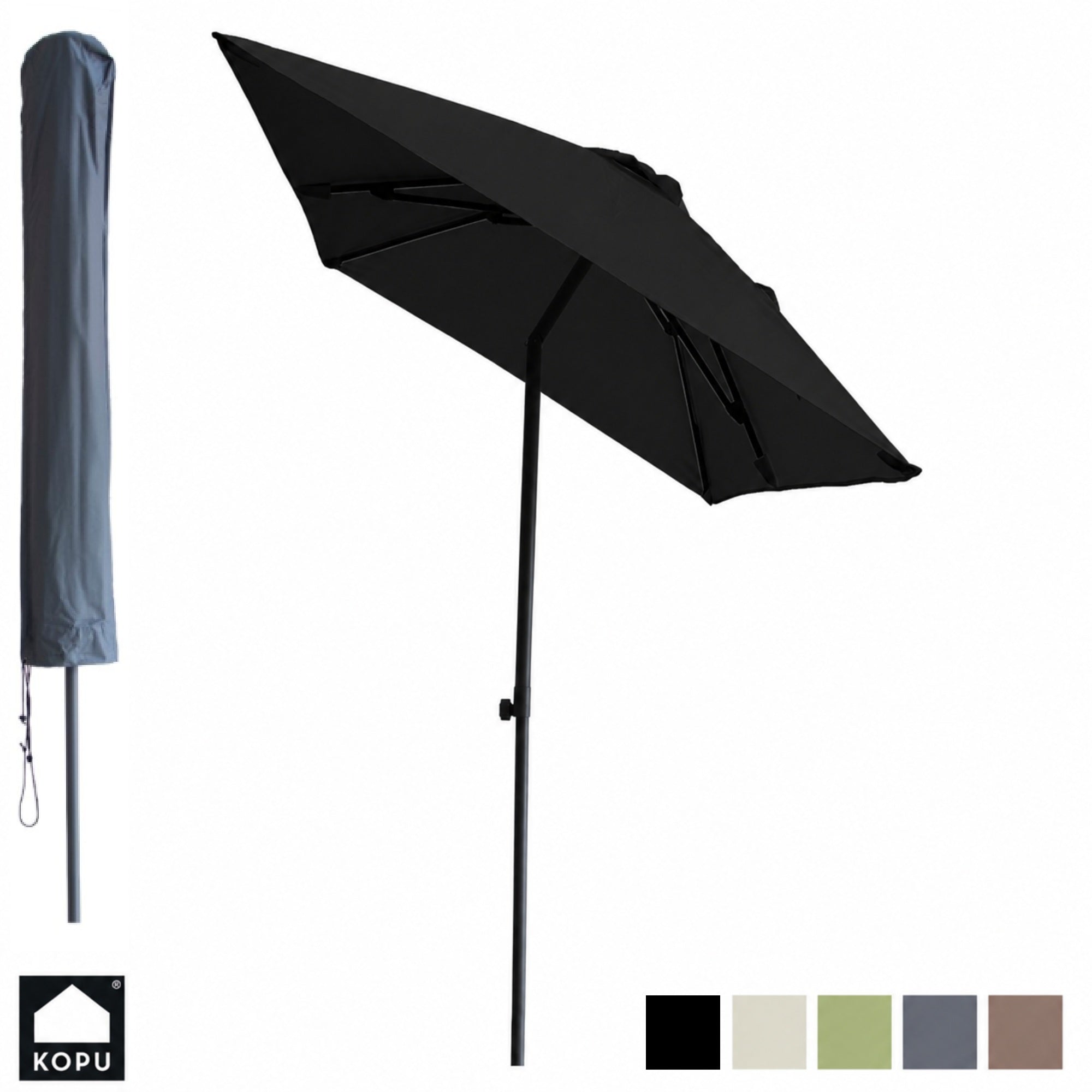Kopu® Leon Parasol met Hoes Rechthoek 150x250 cm - Balkonparasol - Zwart