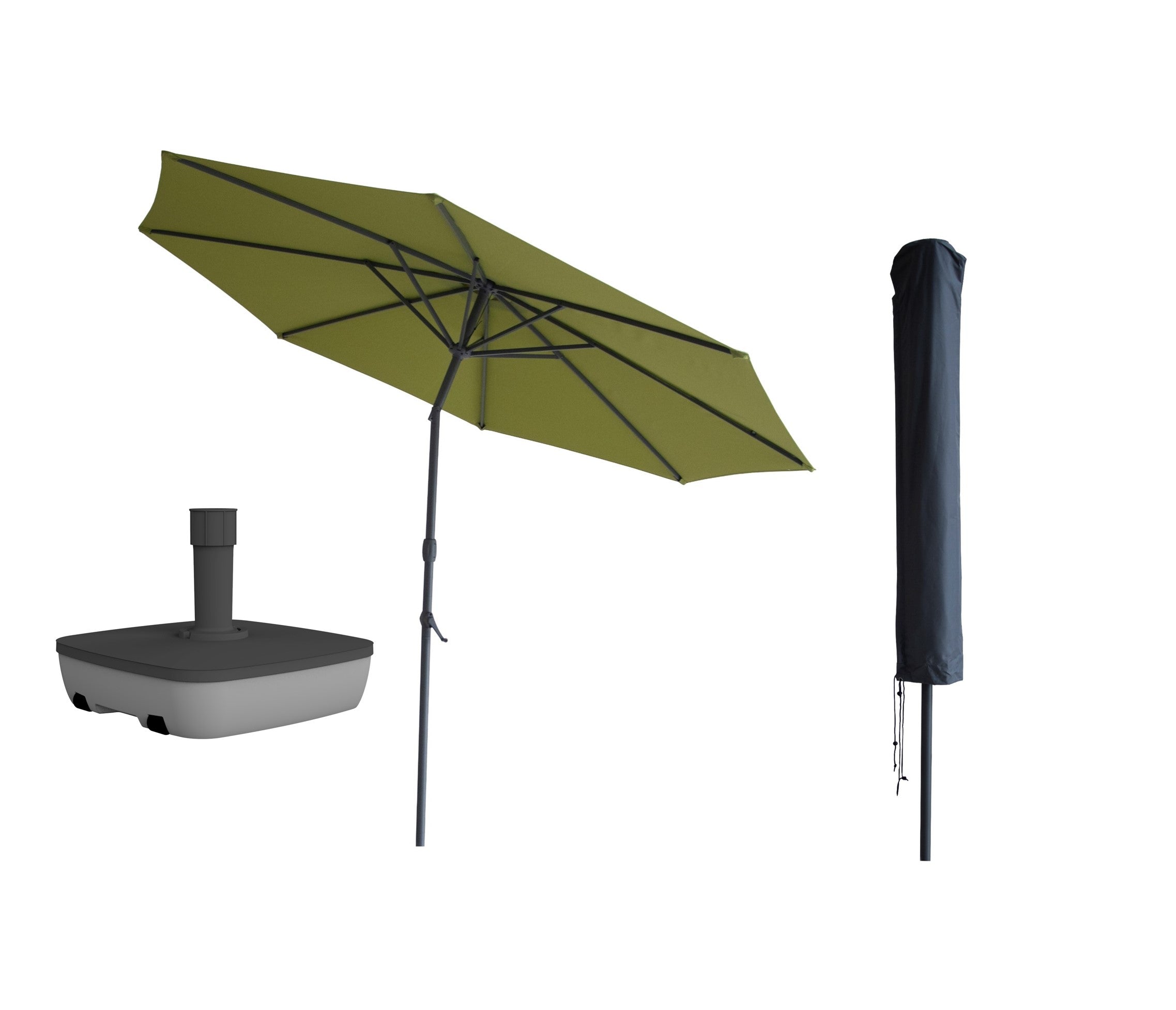 Kopu® Valencia Parasol Rond 300 cm met Beschermhoes en Voet - Olijf