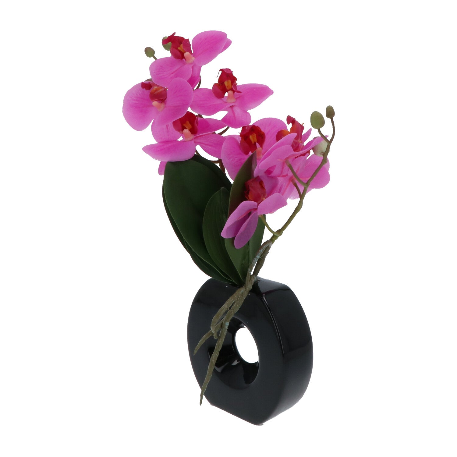 Kopu® Künstliche Blume Flieder-Orchidee 35 cm in schwarzer Vase – Phalenopsis