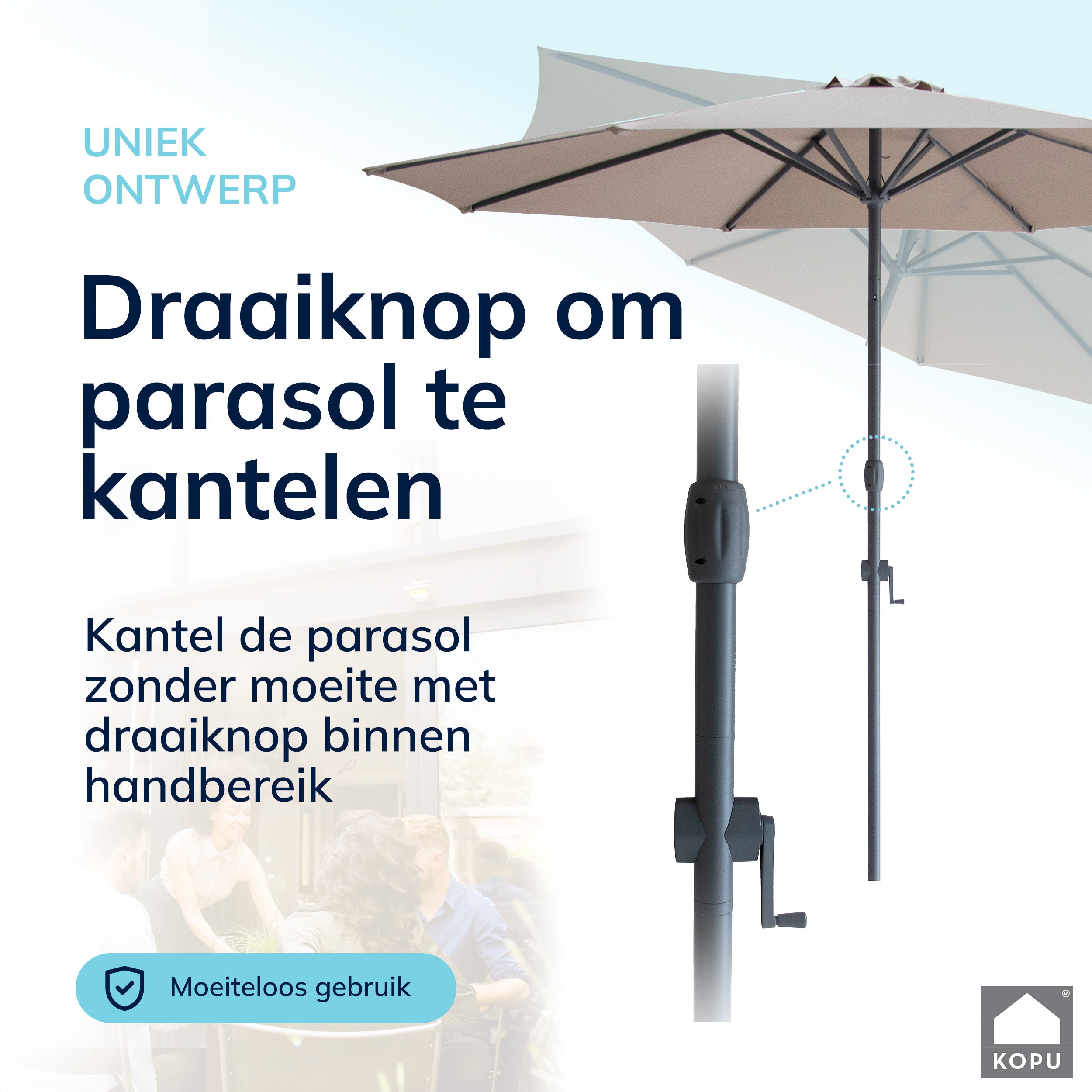 Kopu® Valencia Parasol Rond 300 cm met Beschermhoes - Taupe