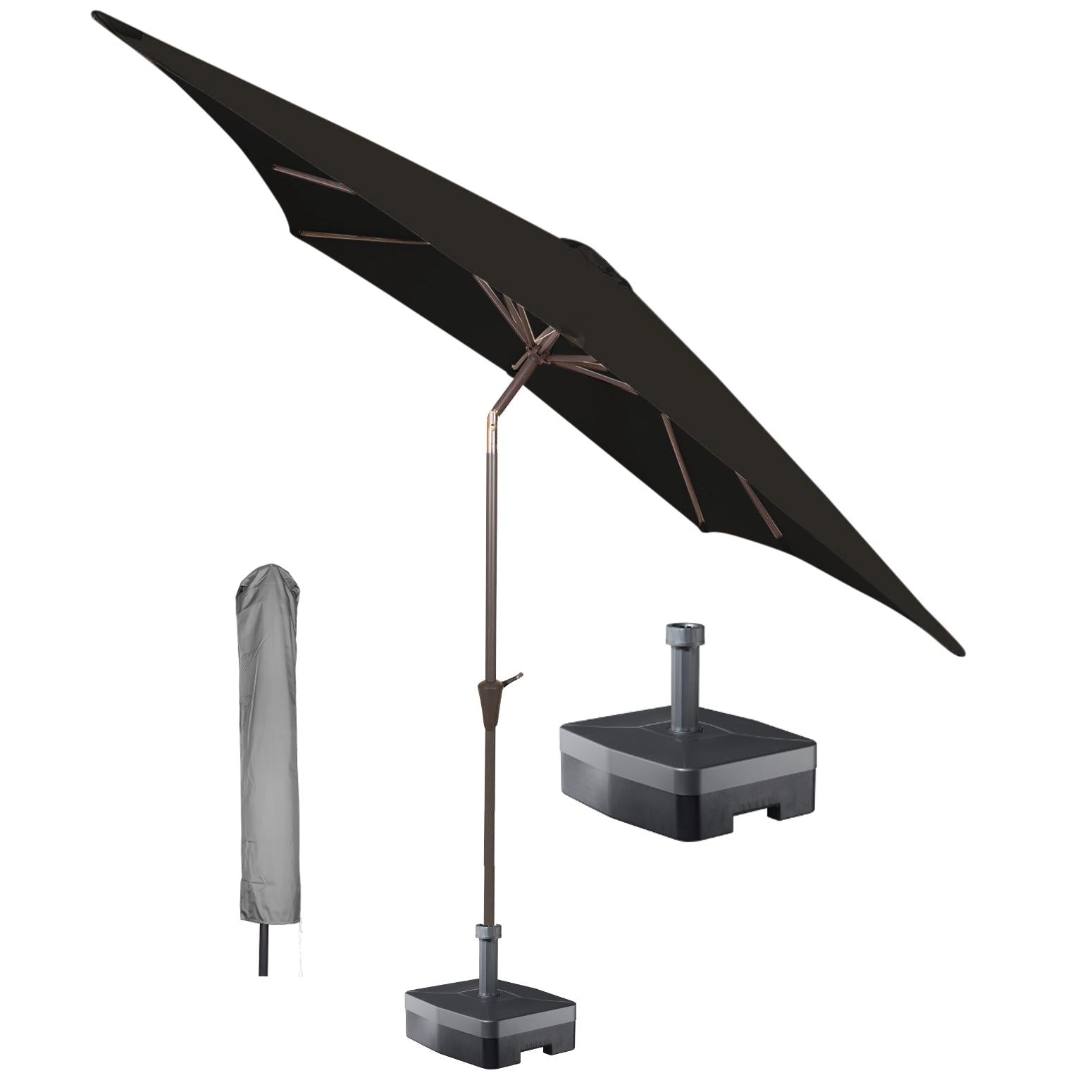 Kopu® Altea Parasolset Vierkant 230x230 cm met Hoes en Voet - Zwart
