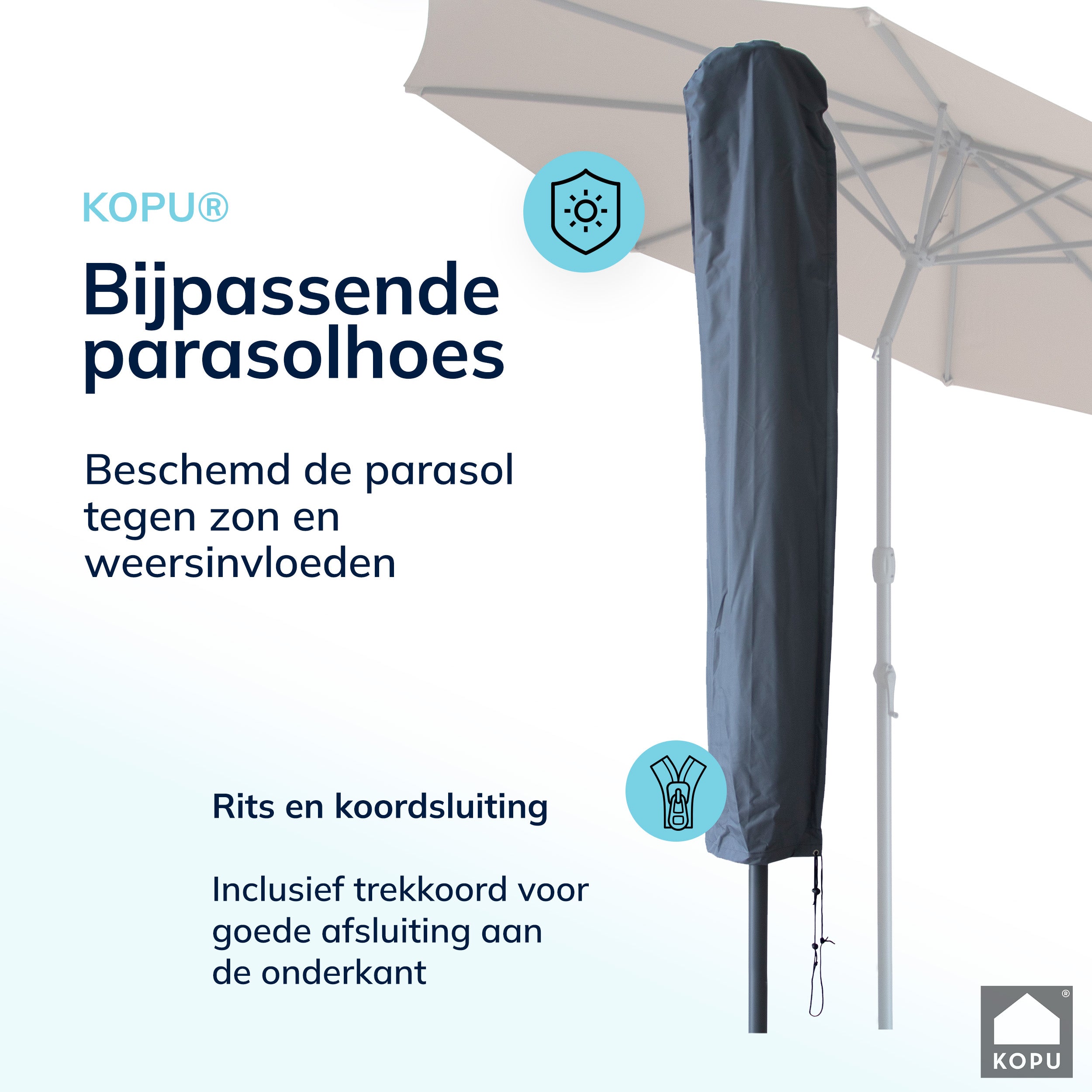 Kopu® Valencia Parasol Rond 300 cm met Beschermhoes - Taupe