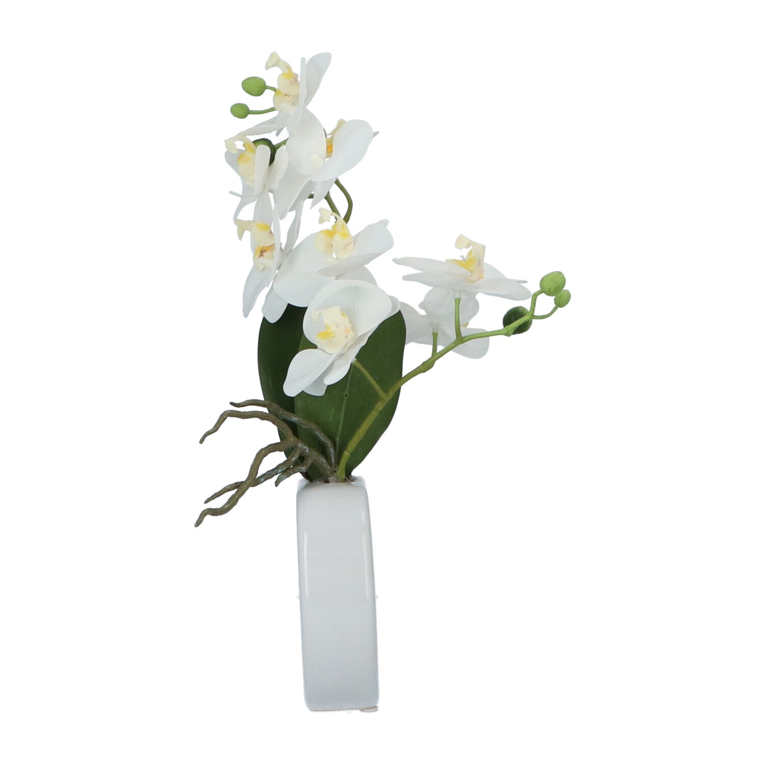 Kopu® Künstliche Blume Weiße Orchidee 35 cm in schöner weißer Vase – Phalenopsis