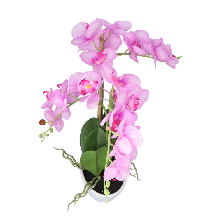 Kopu® Kunstbloem Orchidee 53 cm Roze met Schaal Ovaal - Phalenopsis
