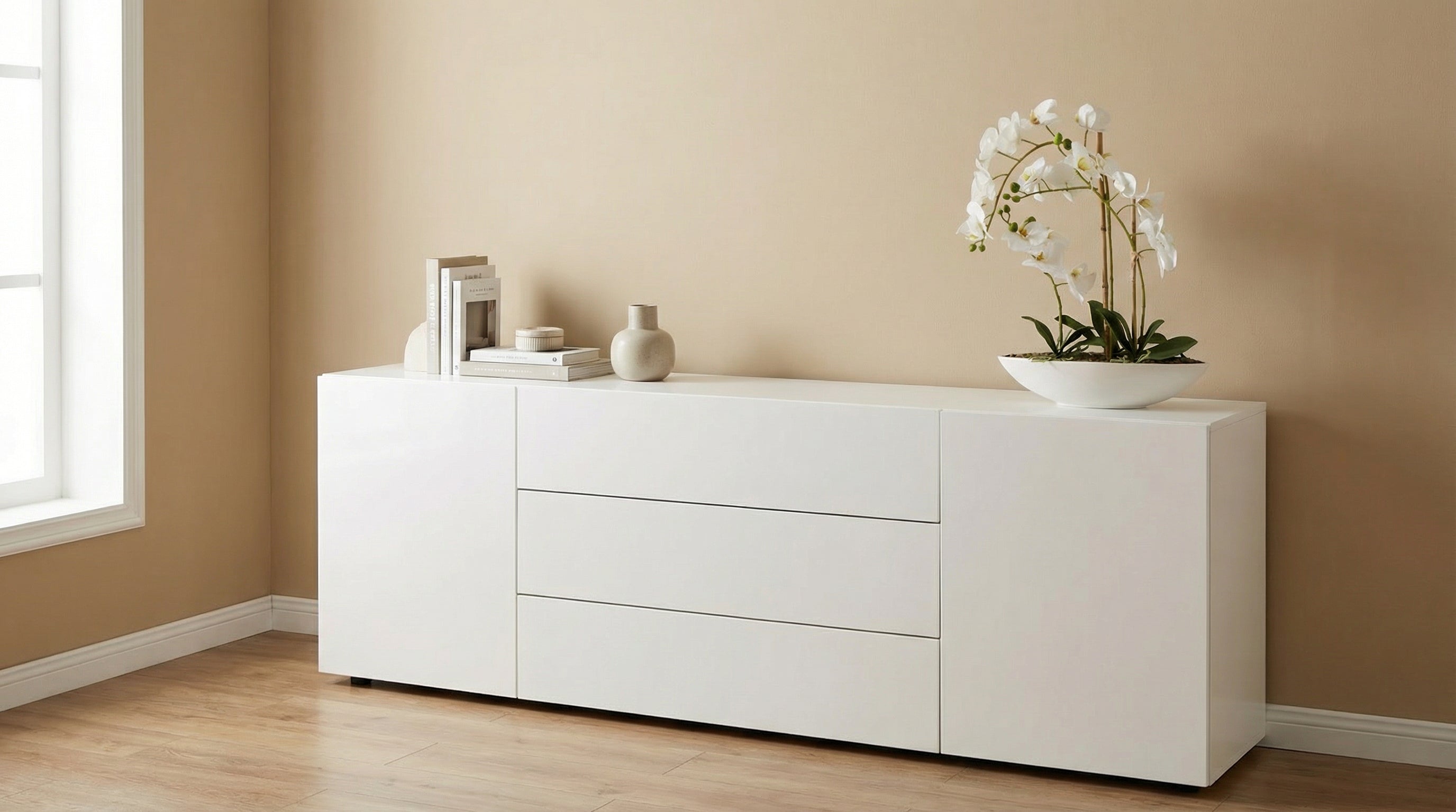 Kopu® Kunstbloem Orchidee 60 cm Wit met Schaal Ovaal - Phalenopsis