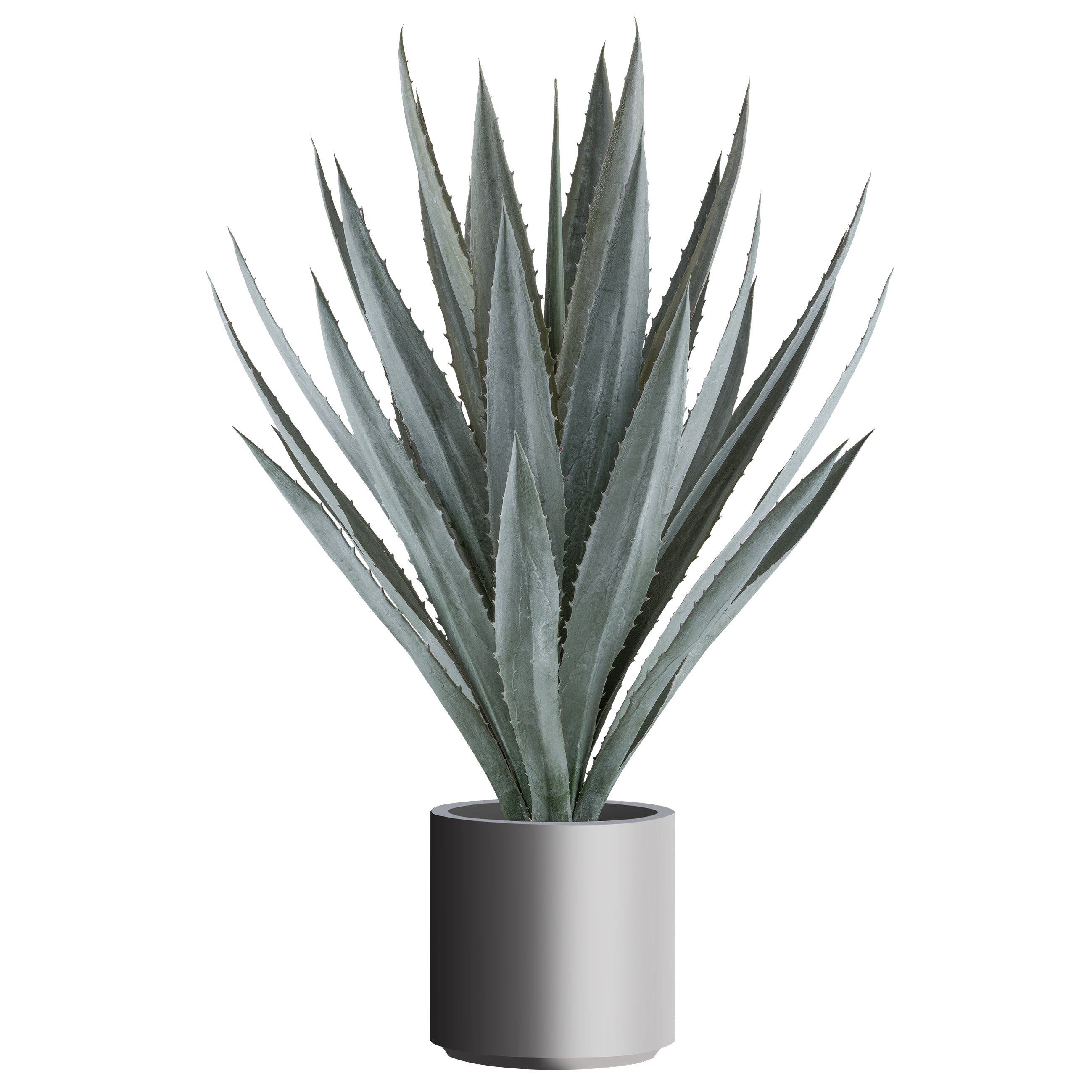 Kopu® Kunstplant Agave 110 cm in grijze Pot - 30 bladeren - Groen/Grijs