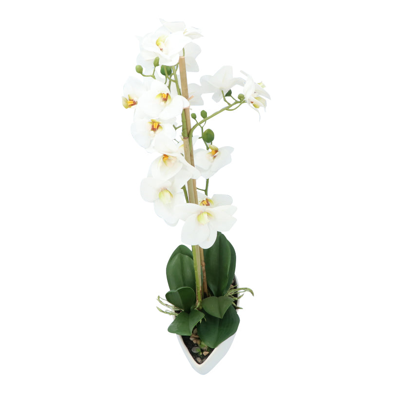 Kopu® Kunstblume Orchidee 60 cm weiß mit Schale oval - Phalenopsis