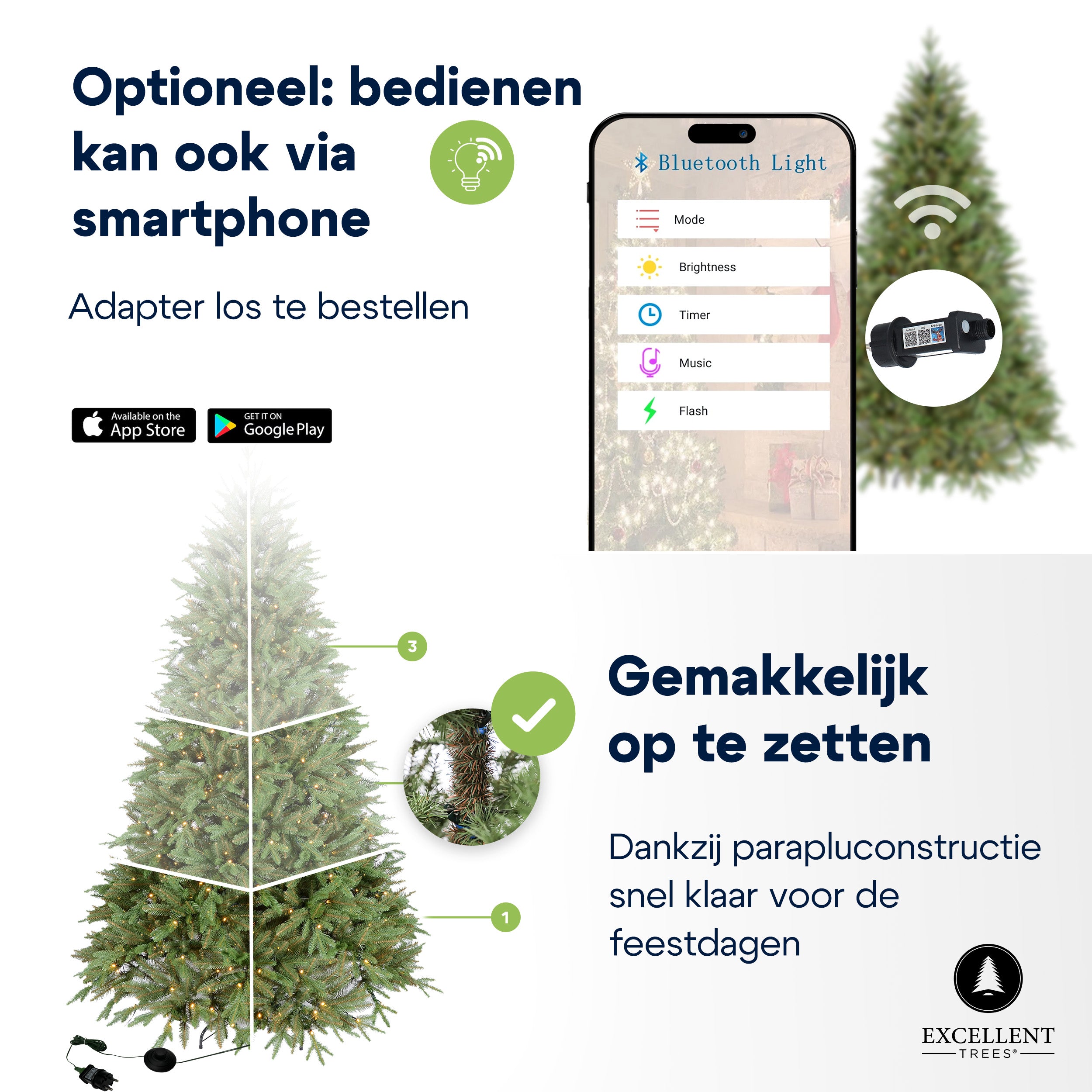 Excellent Trees® LED Ulvik 210 cm - Premium Kerstboom met 460 lampjes  ⌀140cm - 210cm