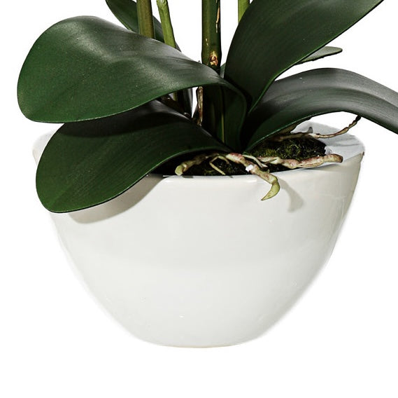 Kopu® Kunstbloem Orchidee 50 cm Wit met cement Sierpot - Phalenopsis