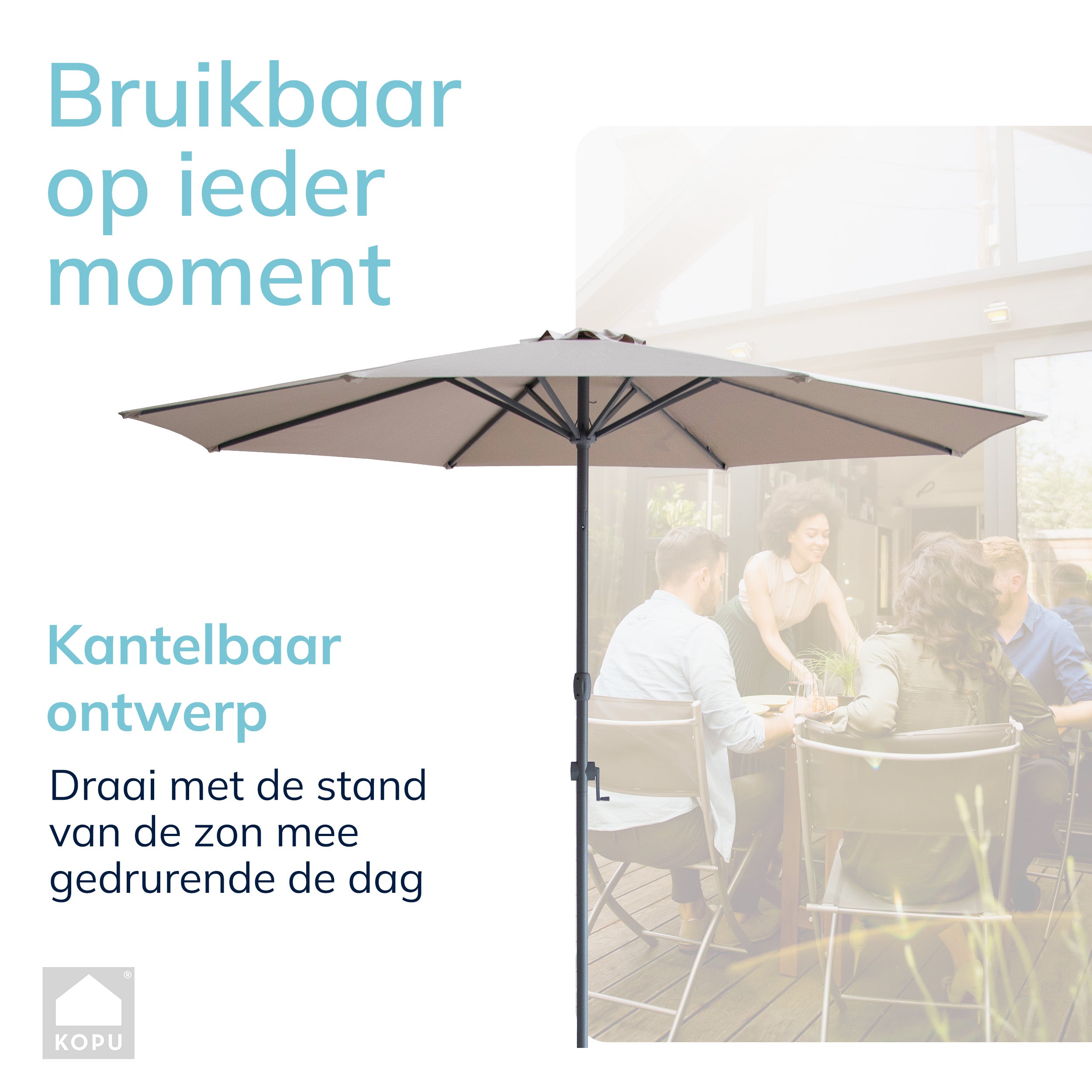 Kopu® Sevilla Parasol Rechthoek 200x300 cm met Hoes - Balkonparasol Olijfgroen