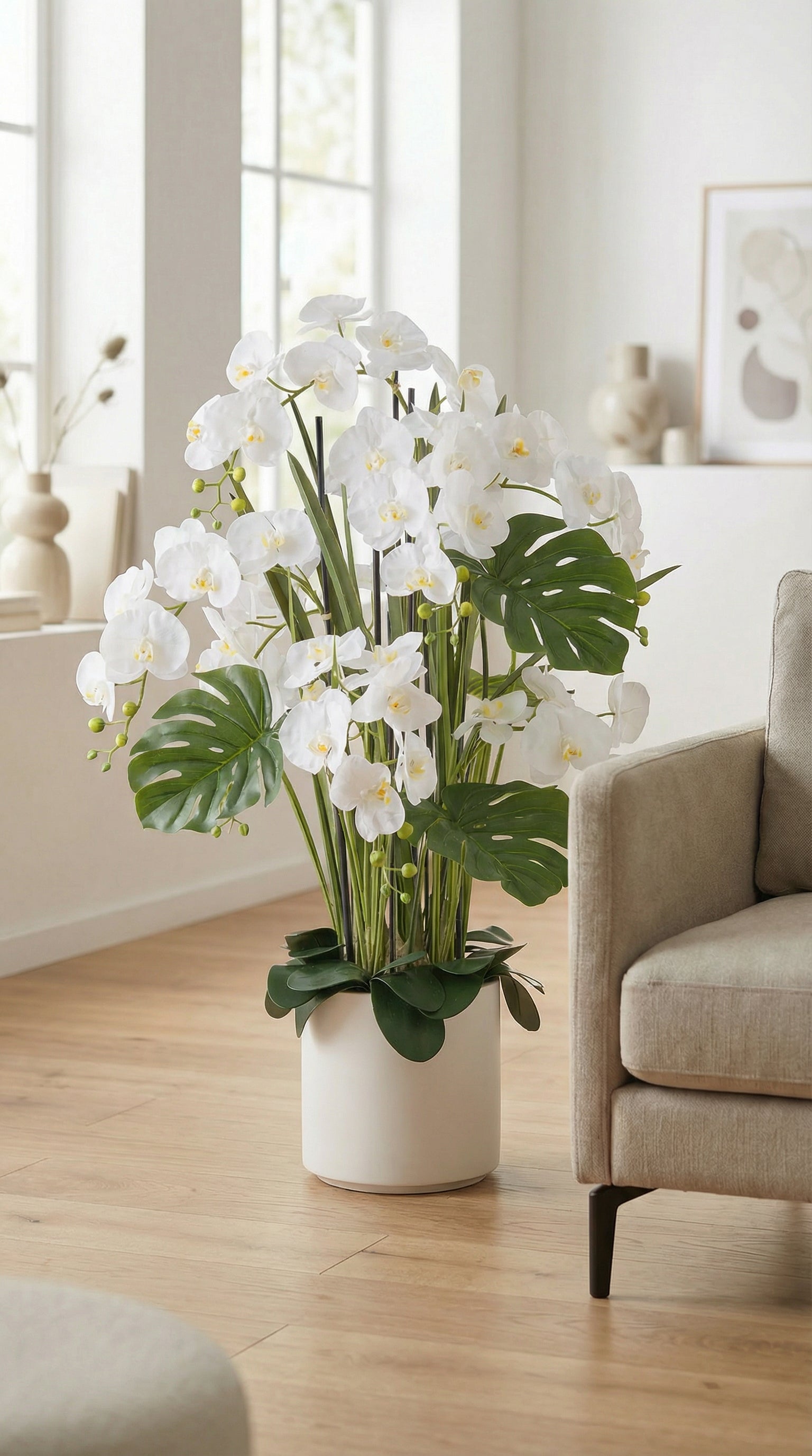 Kopu Phalaenopsis Xl Kunstorchidee 120 cm - Real Touch - Wit