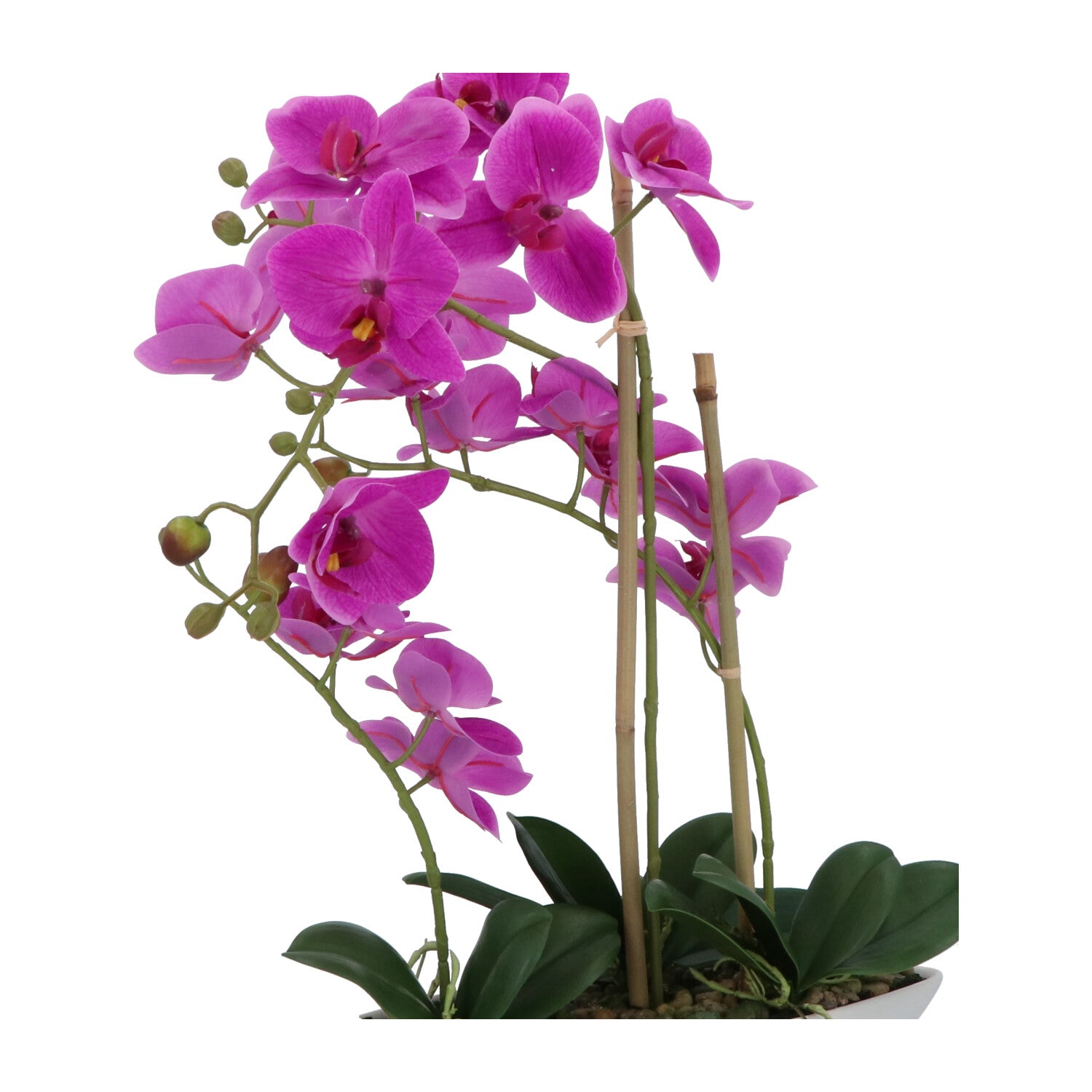 Kopu® Kunstbloem Orchidee 60 cm Roze met Schaal Ovaal - Phalaenopsis