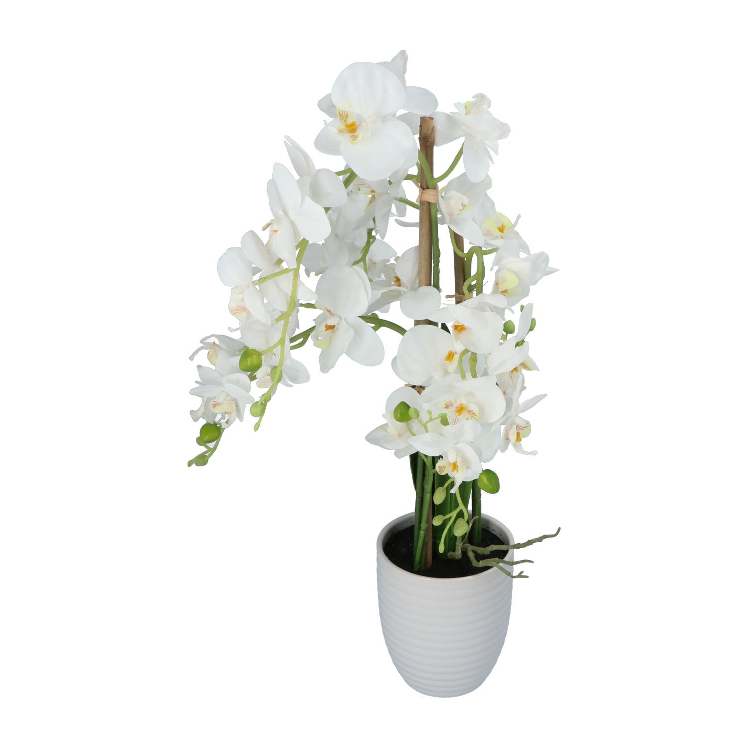 Kopu® Kunstblume Orchidee 67 cm weiß im Blumentopf rund - Phalaenopsis
