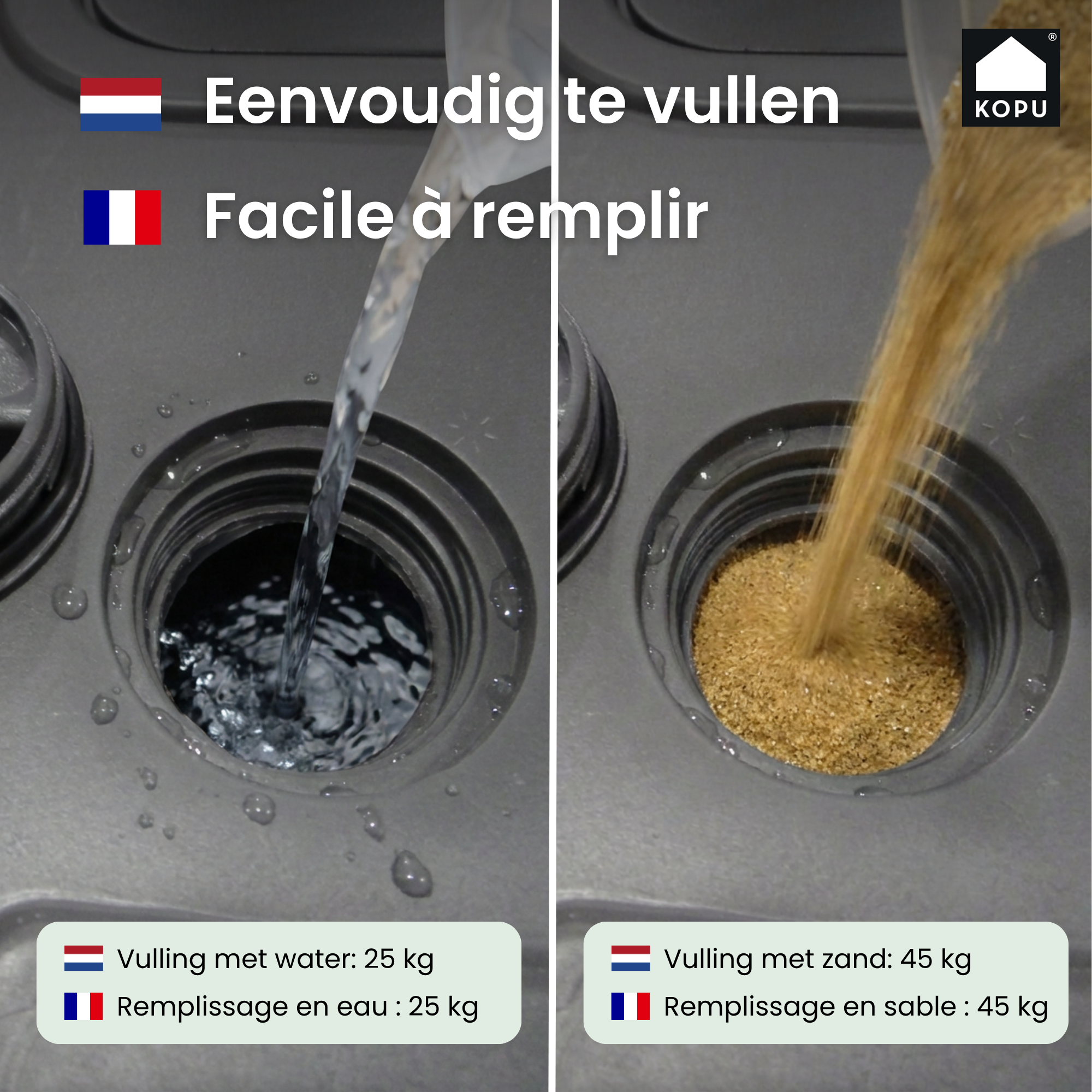 Kopu® Vulbare Parasolvoet 40 kg met wielen voor Parasols - Antraciet