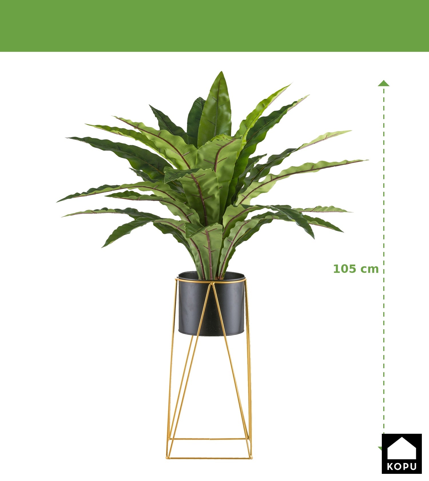 Kopu® Kunstplant Asplenium 24 blad - 105 cm met metaal Standaard