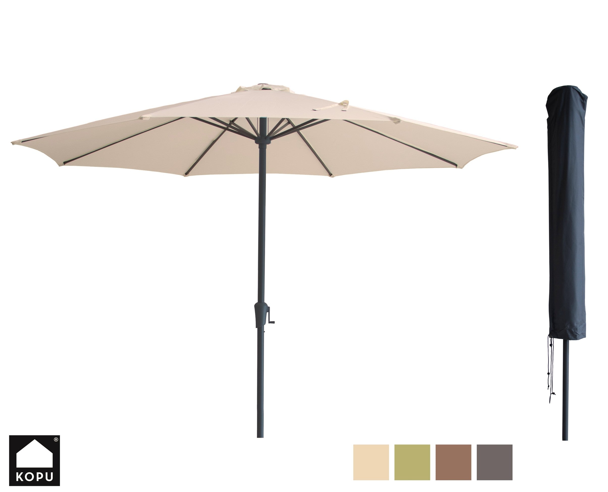 Kopu® Madrid 350 cm Grote Parasol Rond met Beschermhoes - Creme