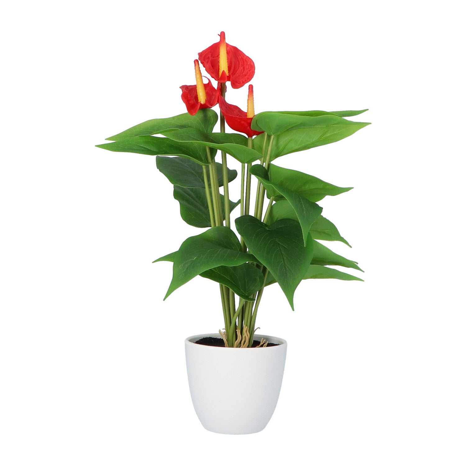 Kopu® 2 stuks Anthurium Kunstplant 40 cm - 3 bloemen - Flamingoplant