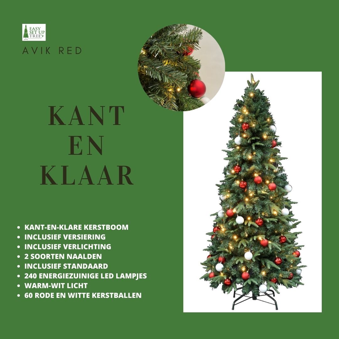 Versierde Kerstboom Easy Set Up Tree® Avik 180 cm - Kant-en-Klaar Kunstkerstboom ⌀89cm - ↕180cm