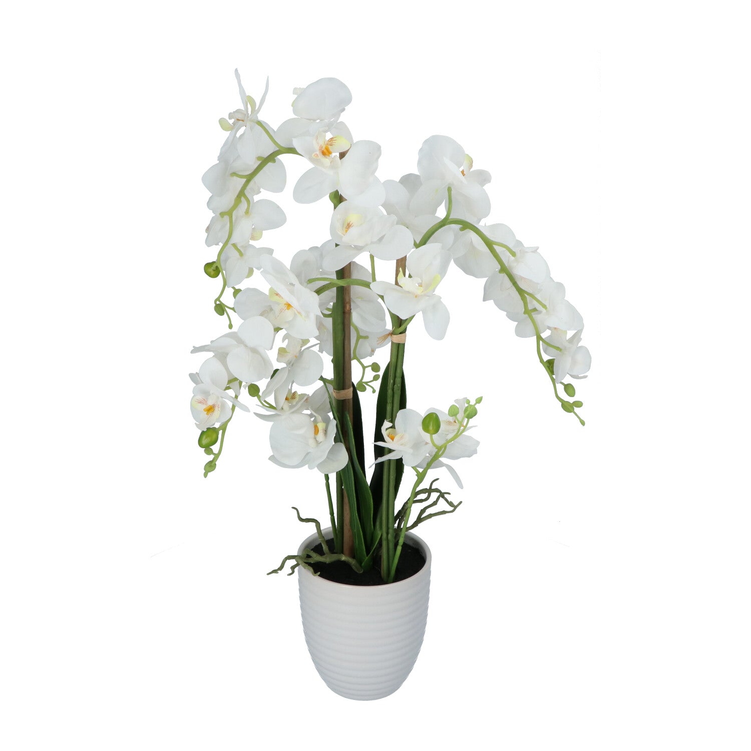 Kopu® Kunstblume Orchidee 67 cm weiß im Blumentopf rund - Phalaenopsis