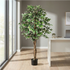 Kopu® Kunstplant Ficus 150 cm - 840 groen/witte bladeren - Natuurstam