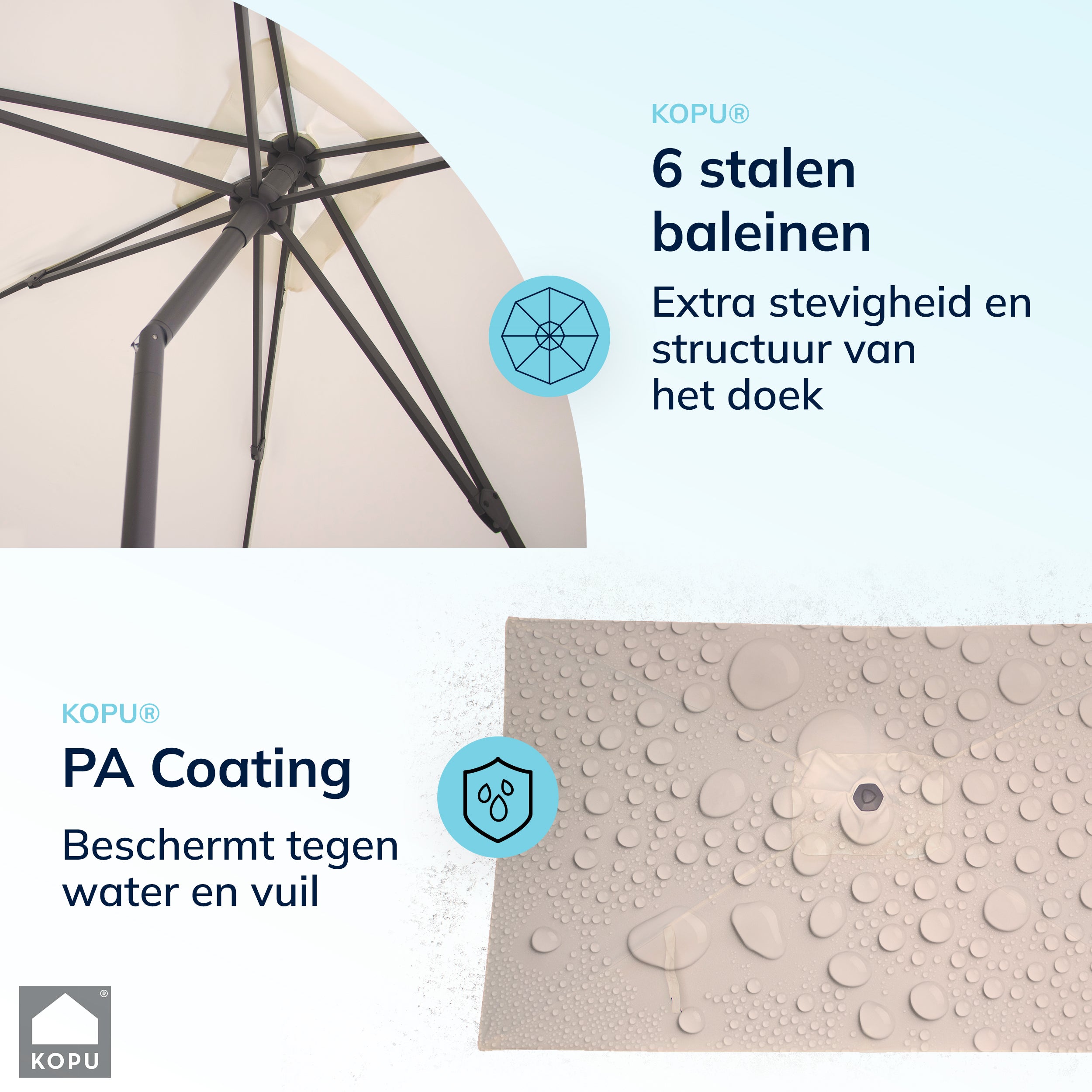 Kopu® Leon Parasol Rechthoek 150x250 cm - Balkonparasol met Hoes - Creme