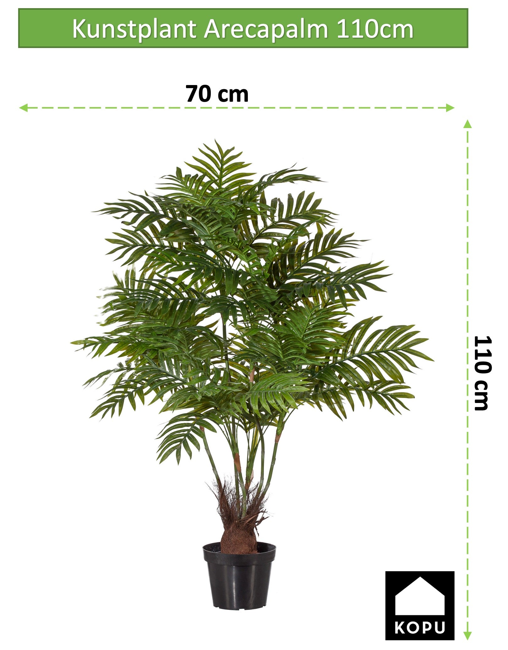 Kopu® Kunstplant Arecapalm 110 cm 6 stammen - zwarte pot - Nepplant
