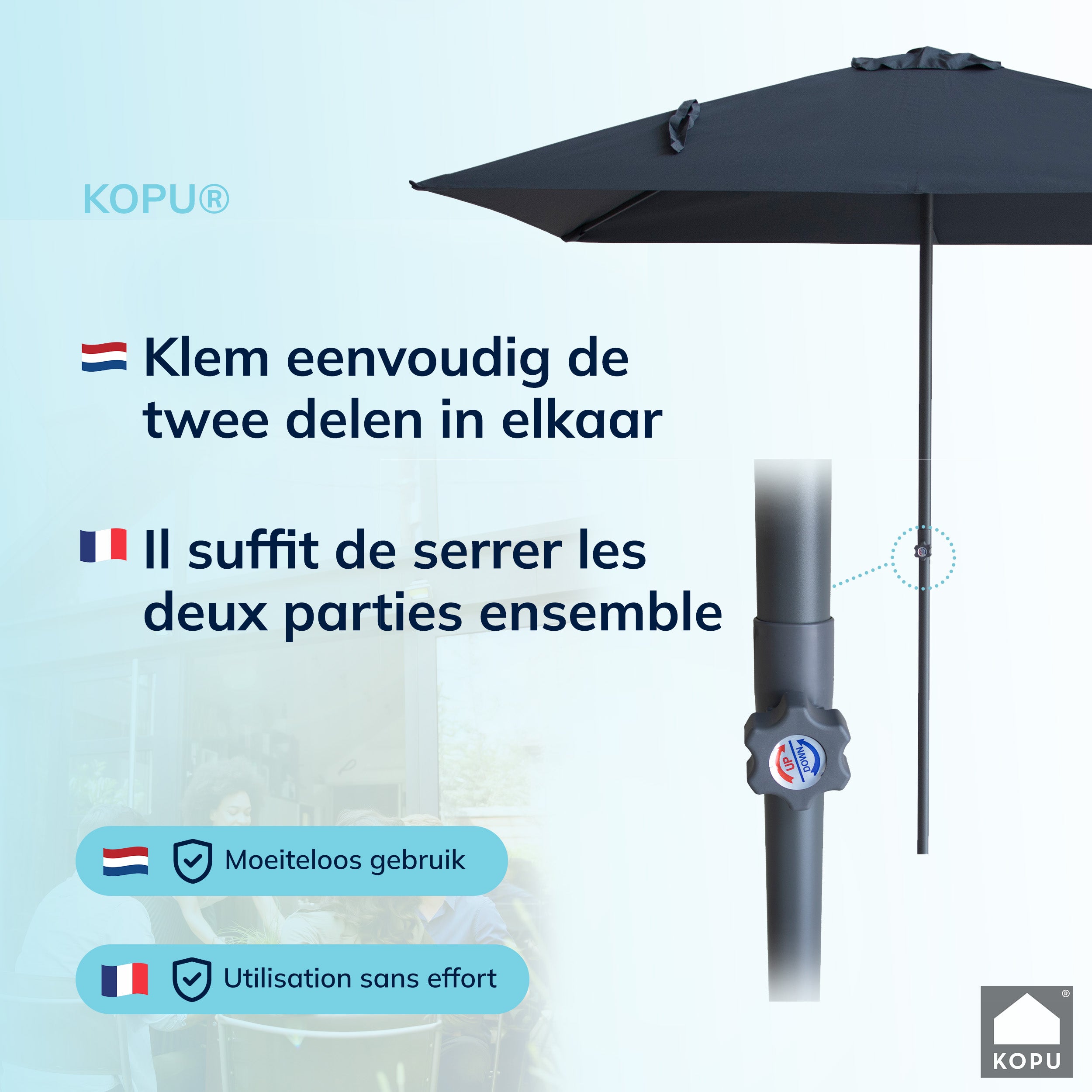 Kopu® Leon Parasol Rechthoek 150x250 cm - Balkonparasol met Hoes - Grijs