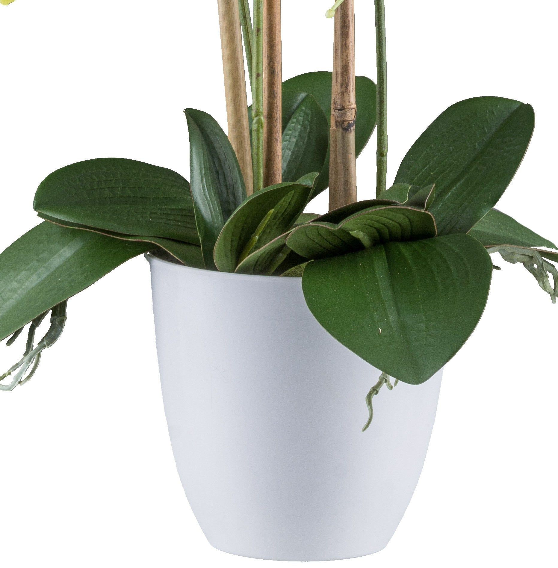Kopu® Kunstbloem Orchidee 62 cm Wit met witte Pot - Phalenopsis