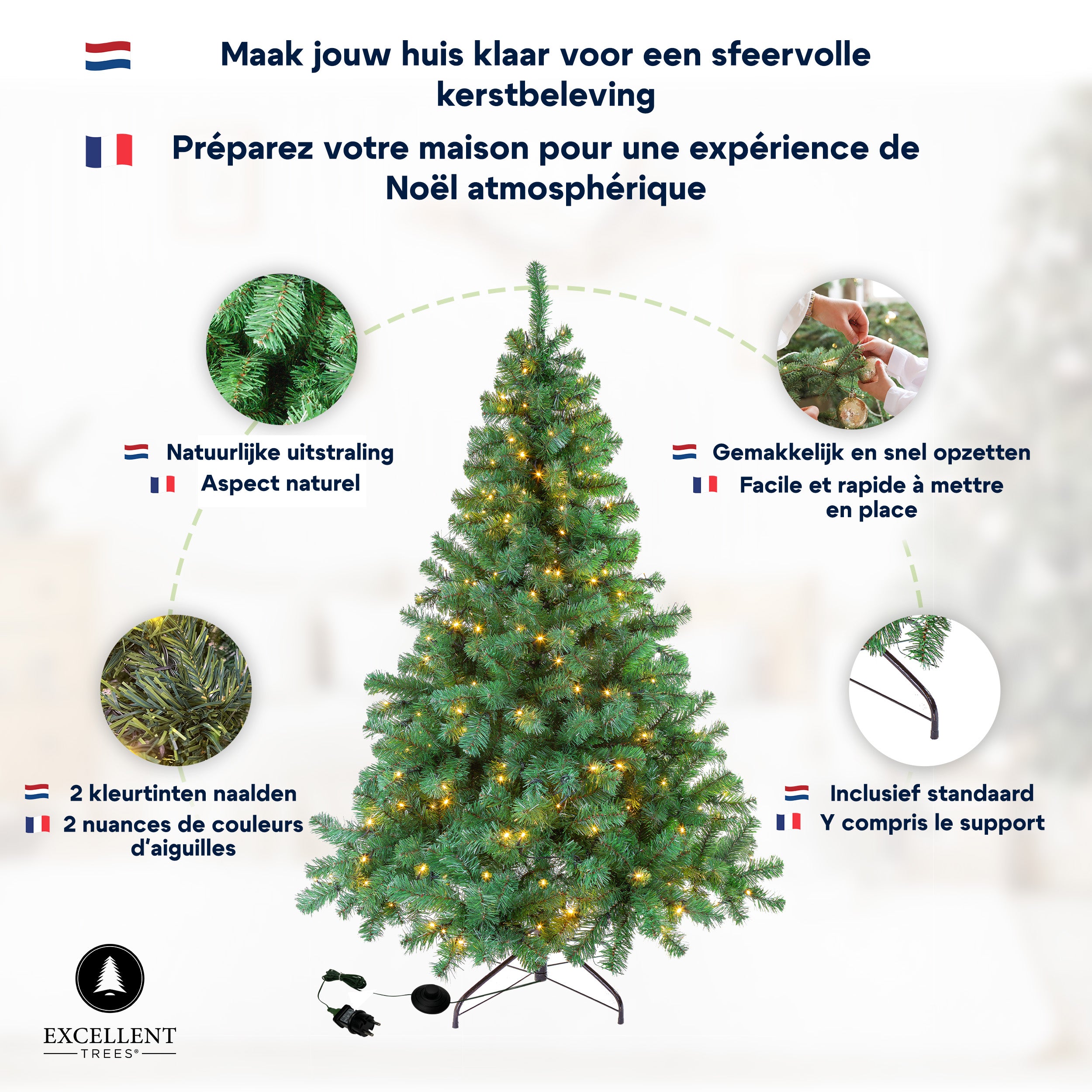 Kerstboom Excellent Trees® LED Stavanger Green 210 cm met verlichting - nu met Opbergtas t.w.v. € 27.95