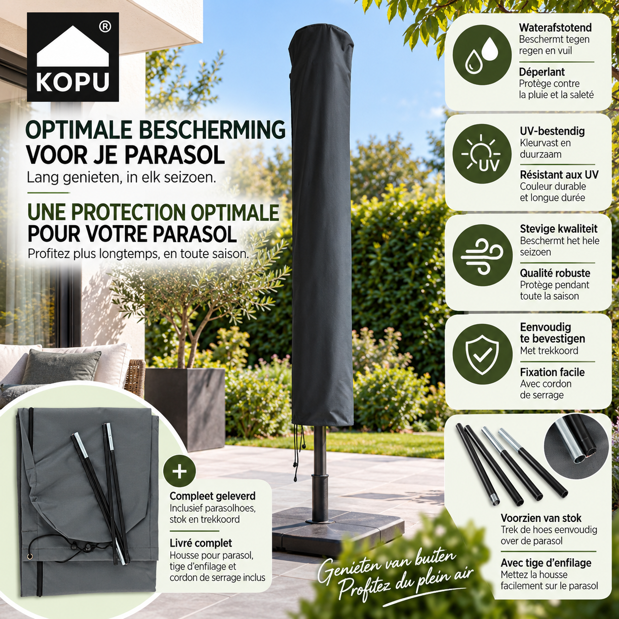 Kopu Parasolhoes Waterdicht S - voor Parasol 2 tot 3 meter