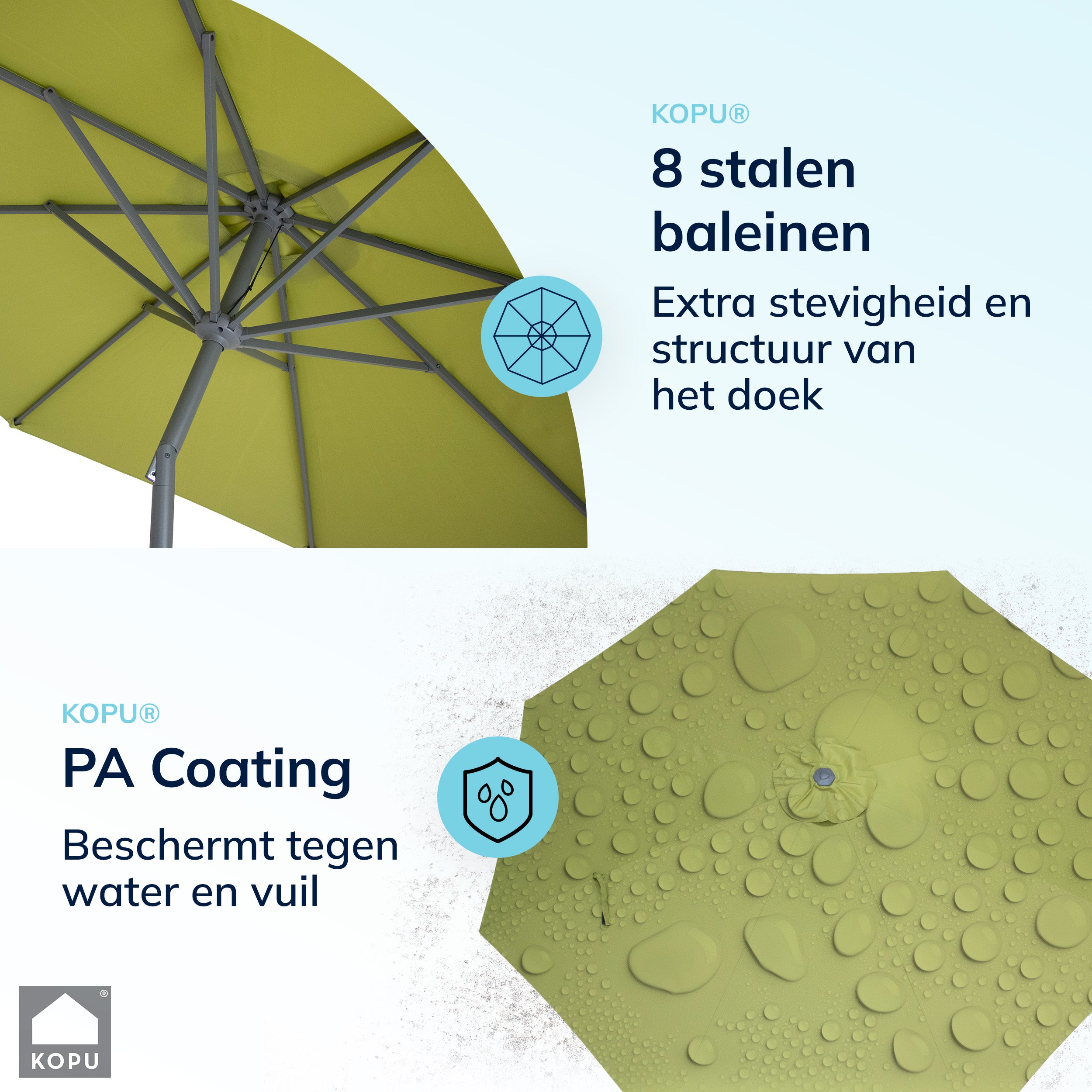 Kopu® Valencia Parasol Rond 300 cm met Beschermhoes en Voet - Olijf