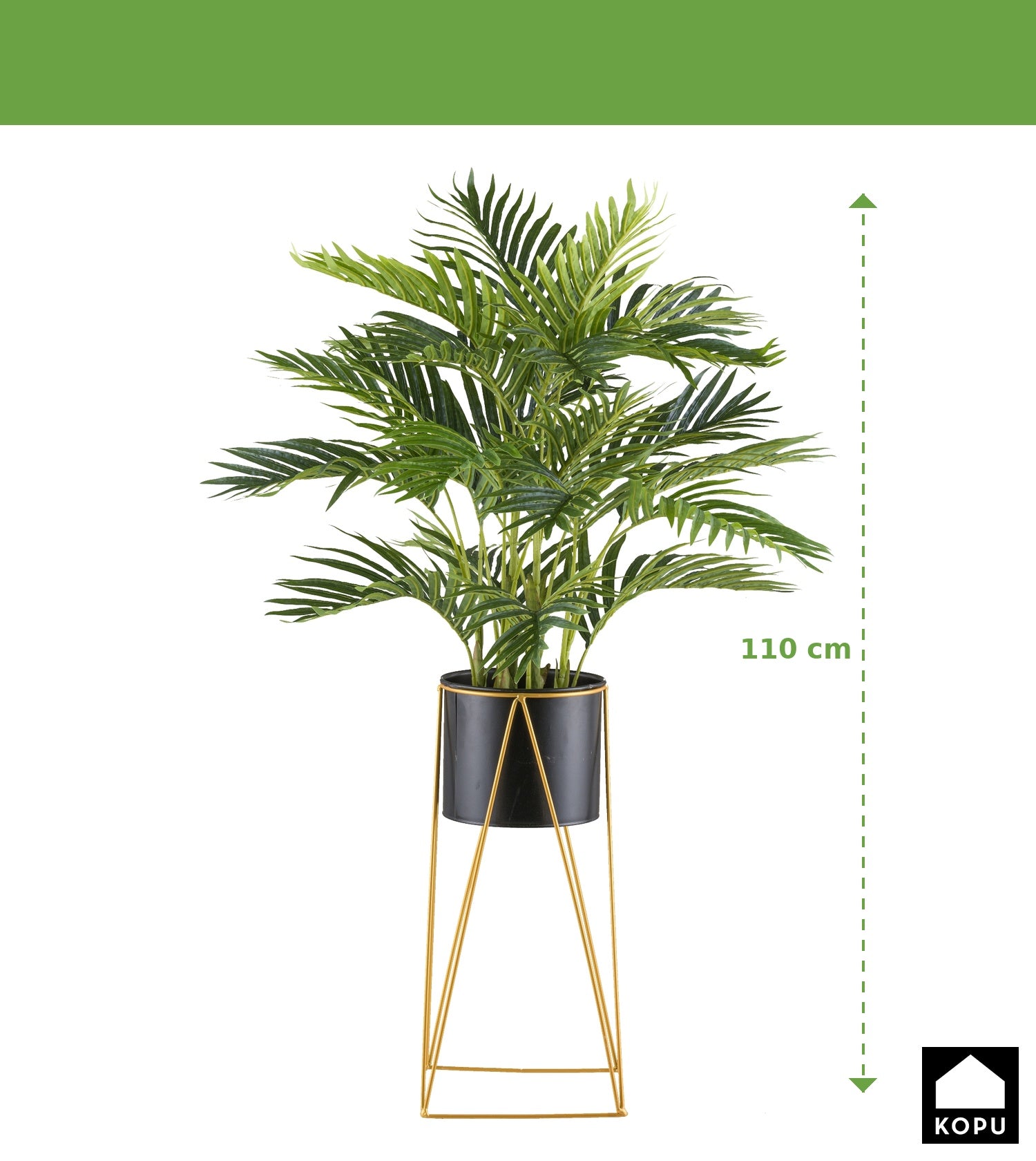 Kopu® Kunstplant Kentiapalm 24 bladeren - 110 cm met metaal standaard