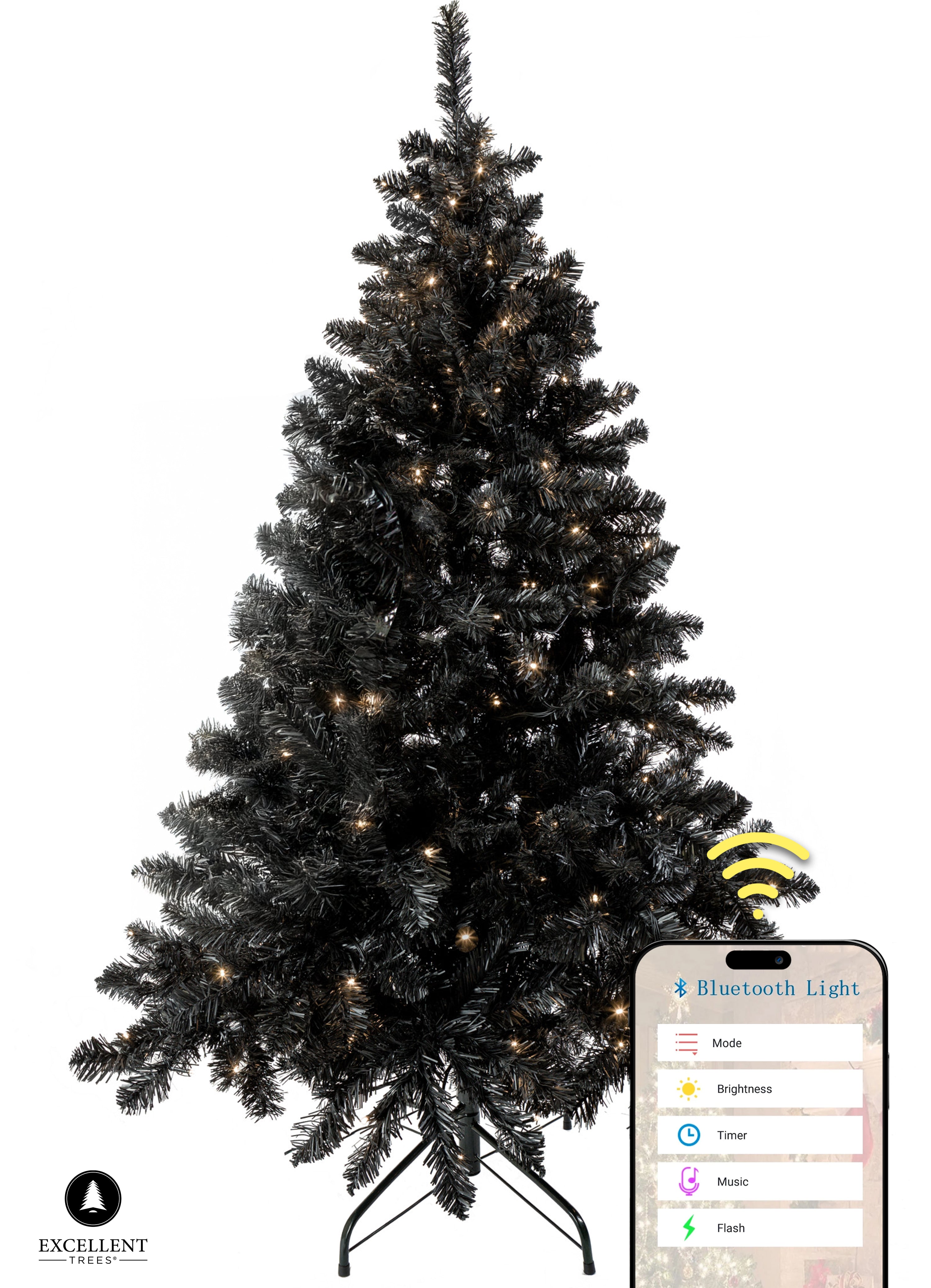Excellent Trees® Stavanger Black 210 cm Zwarte Kerstboom met 500 LED