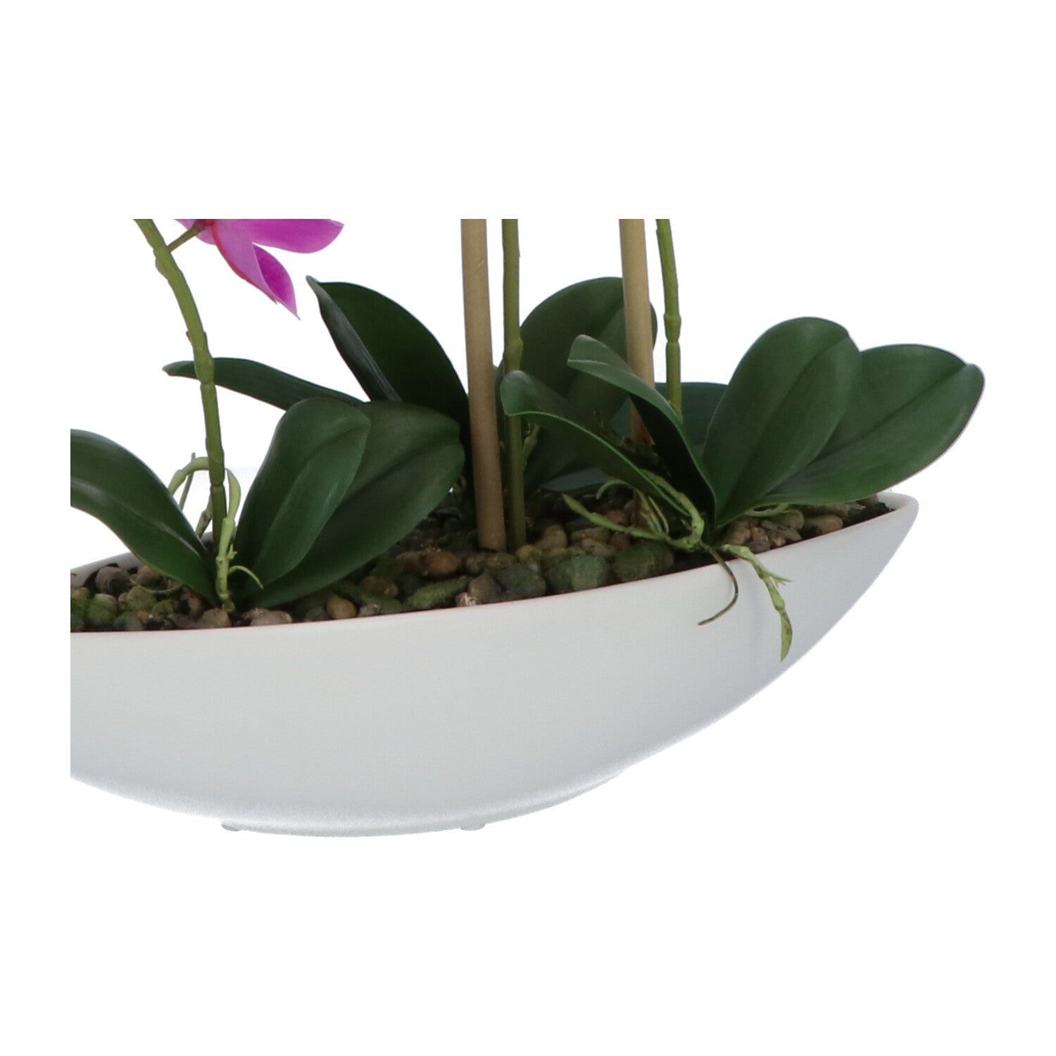 Kopu® Kunstbloem Orchidee 60 cm Roze met Schaal Ovaal - Phalaenopsis