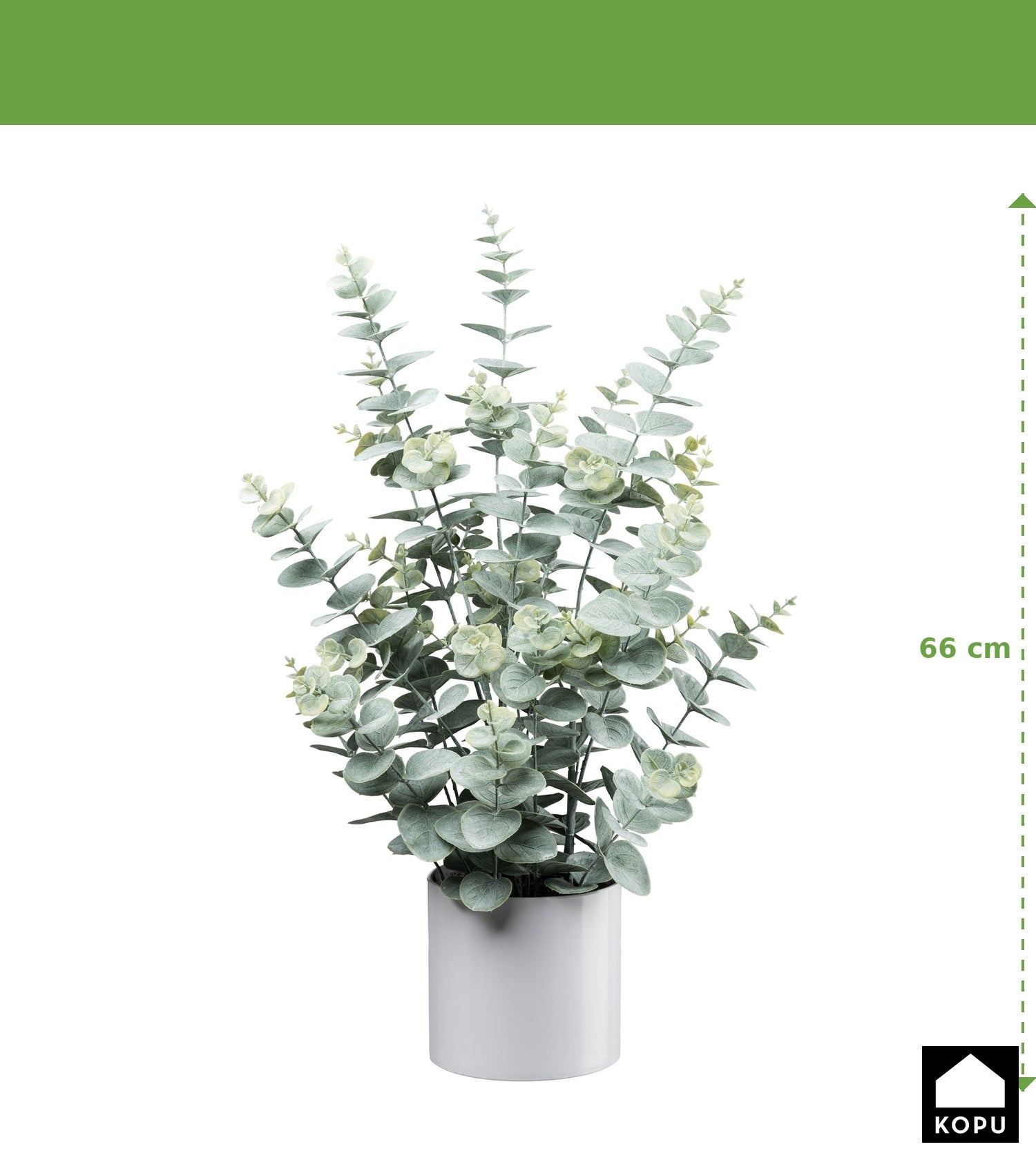 Kopu® Kunstplant Eucalyptus 66 cm in grijze Pot - Groen/Grijs blad