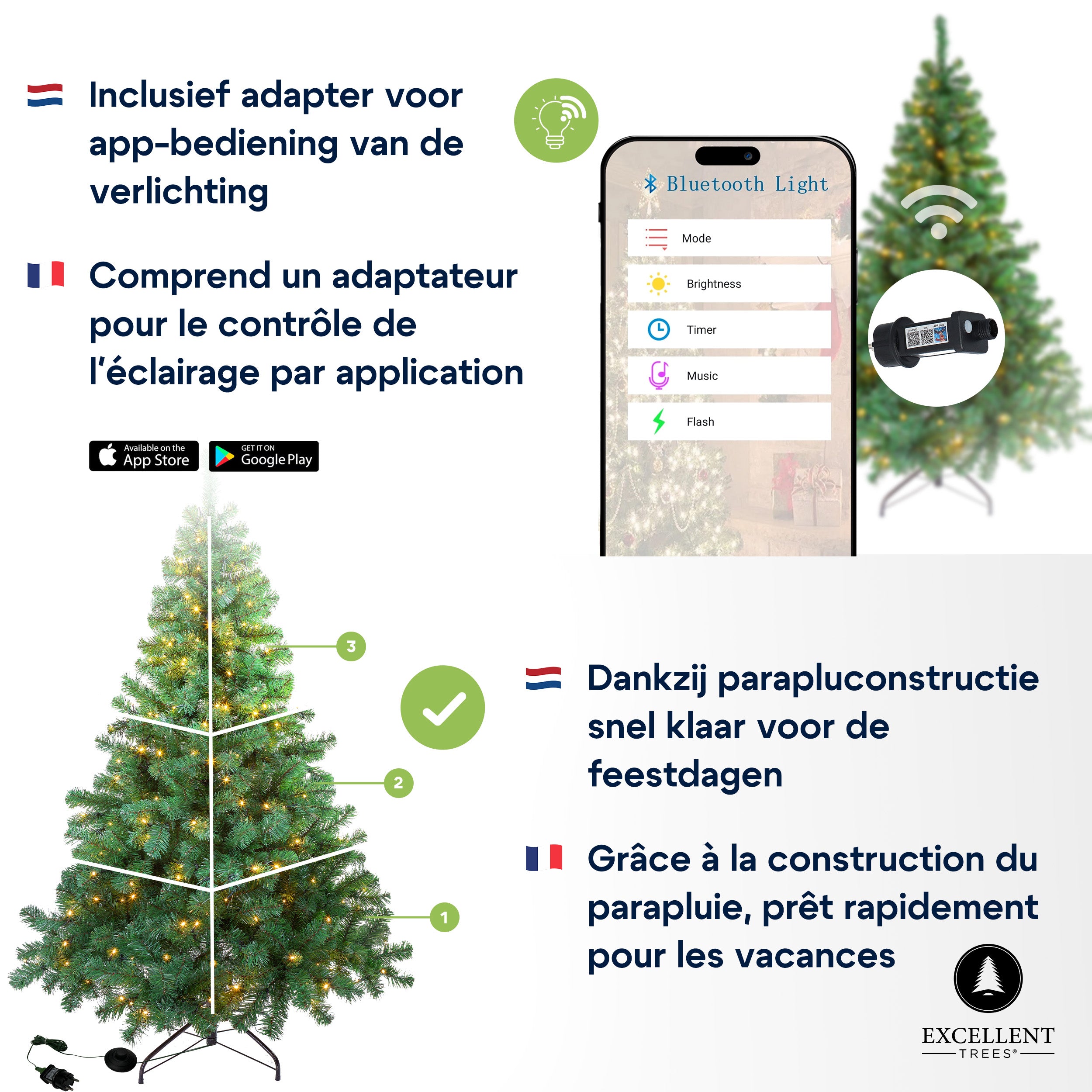Kerstboom Excellent Trees® LED Stavanger Green 210 cm met verlichting - nu met Opbergtas t.w.v. € 27.95