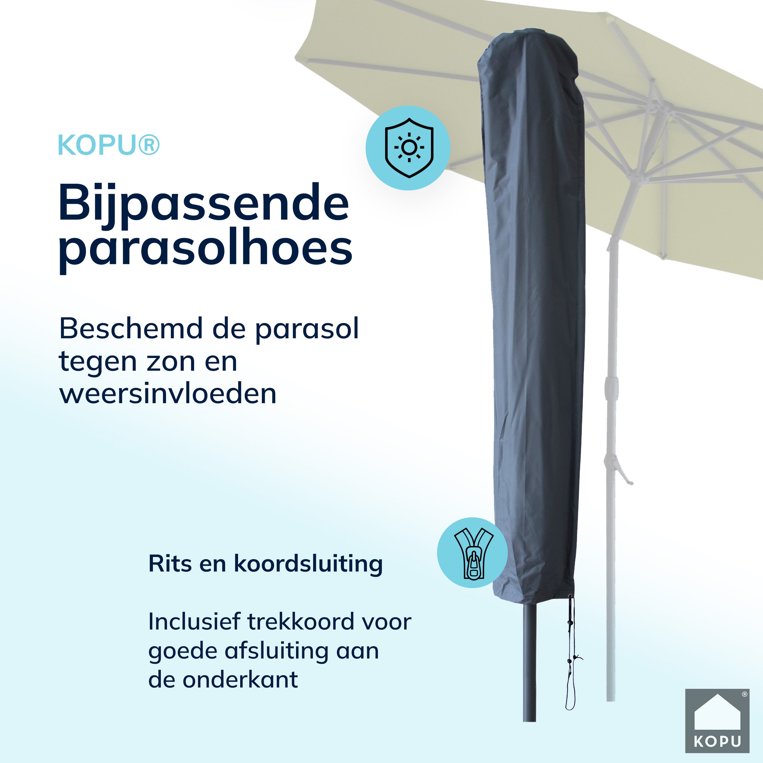 Kopu® Valencia Parasol Rond 300 cm met Beschermhoes en Voet - Olijf