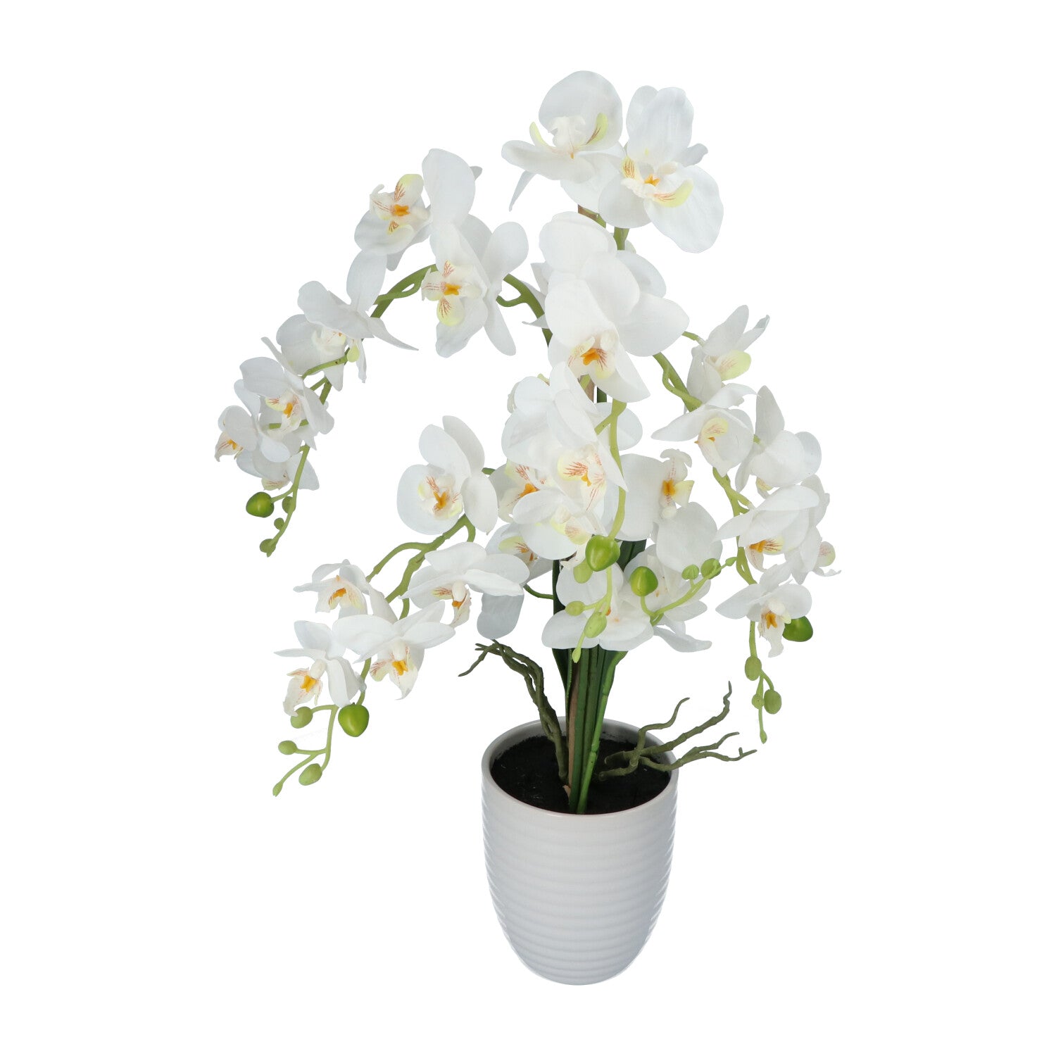 Kopu® Kunstblume Orchidee 67 cm weiß im Blumentopf rund - Phalaenopsis