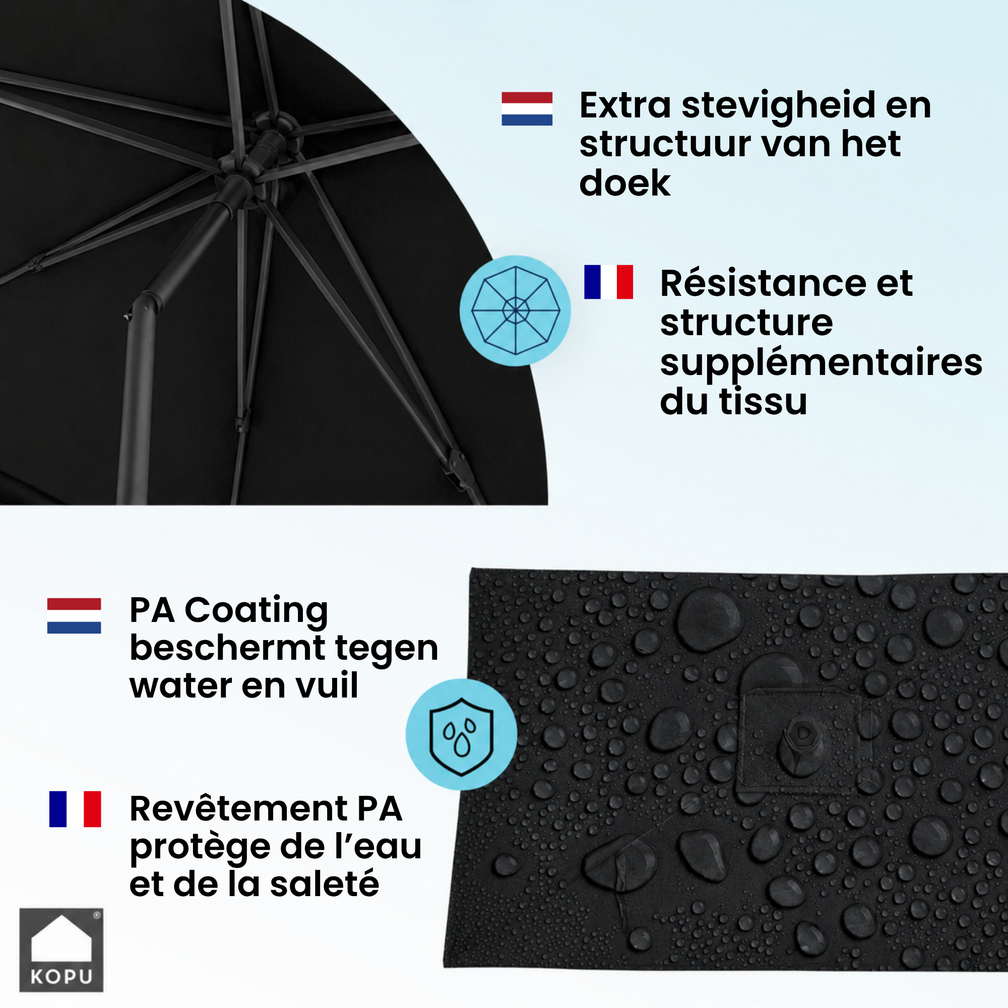 Kopu® Leon Parasol met Hoes Rechthoek 150x250 cm - Balkonparasol - Zwart