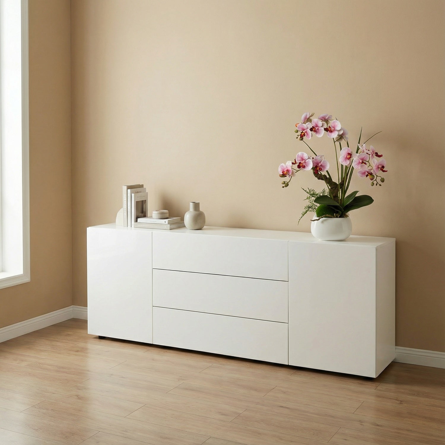 Kopu® Künstliche Blumen-Orchidee, 46 cm, lila Blumentopf, quadratisch – Phalaenopsis